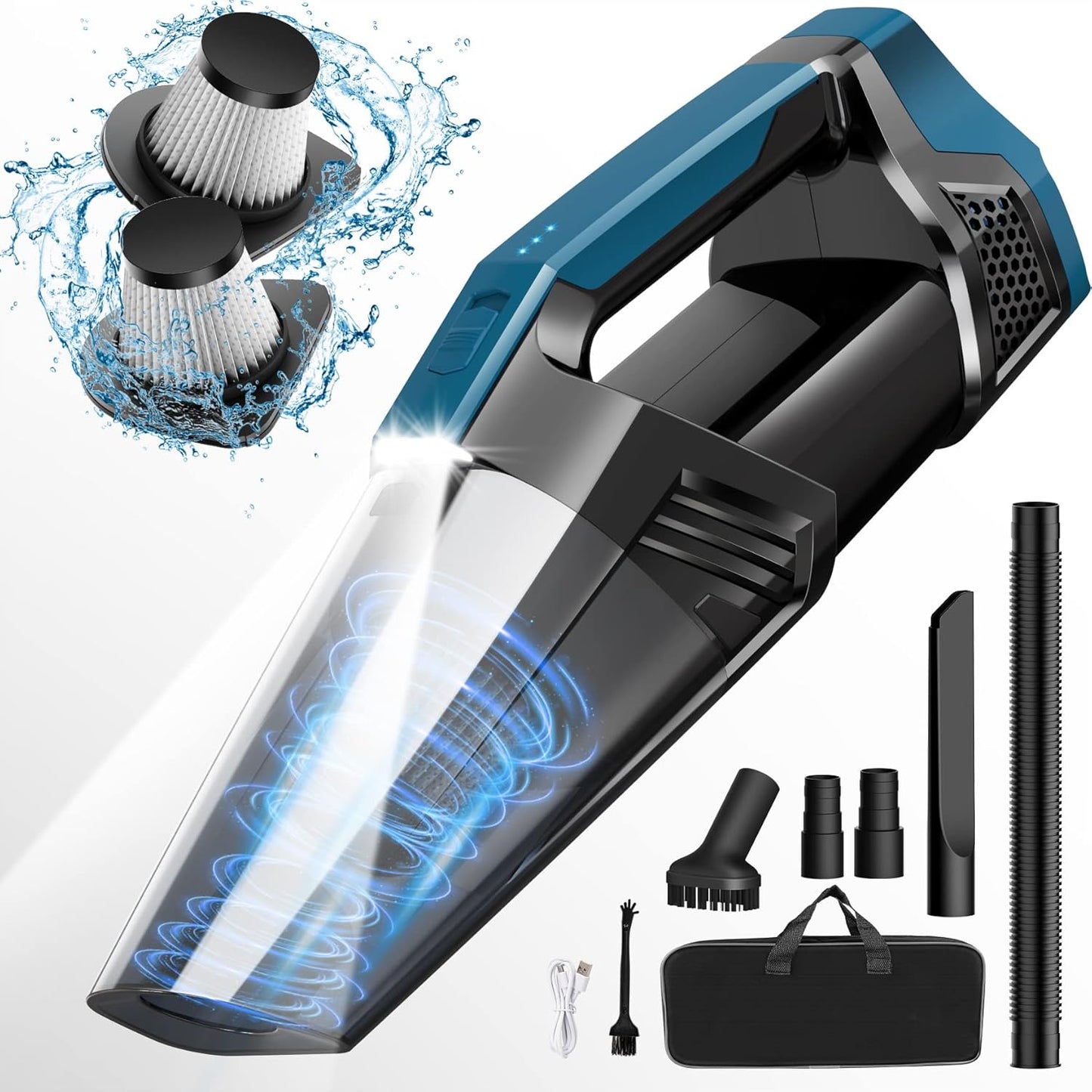 Cordless Car Vacuum Lightweight High Power Handheld Vacuum Cleaner with LED Light, Hand Vacuum for