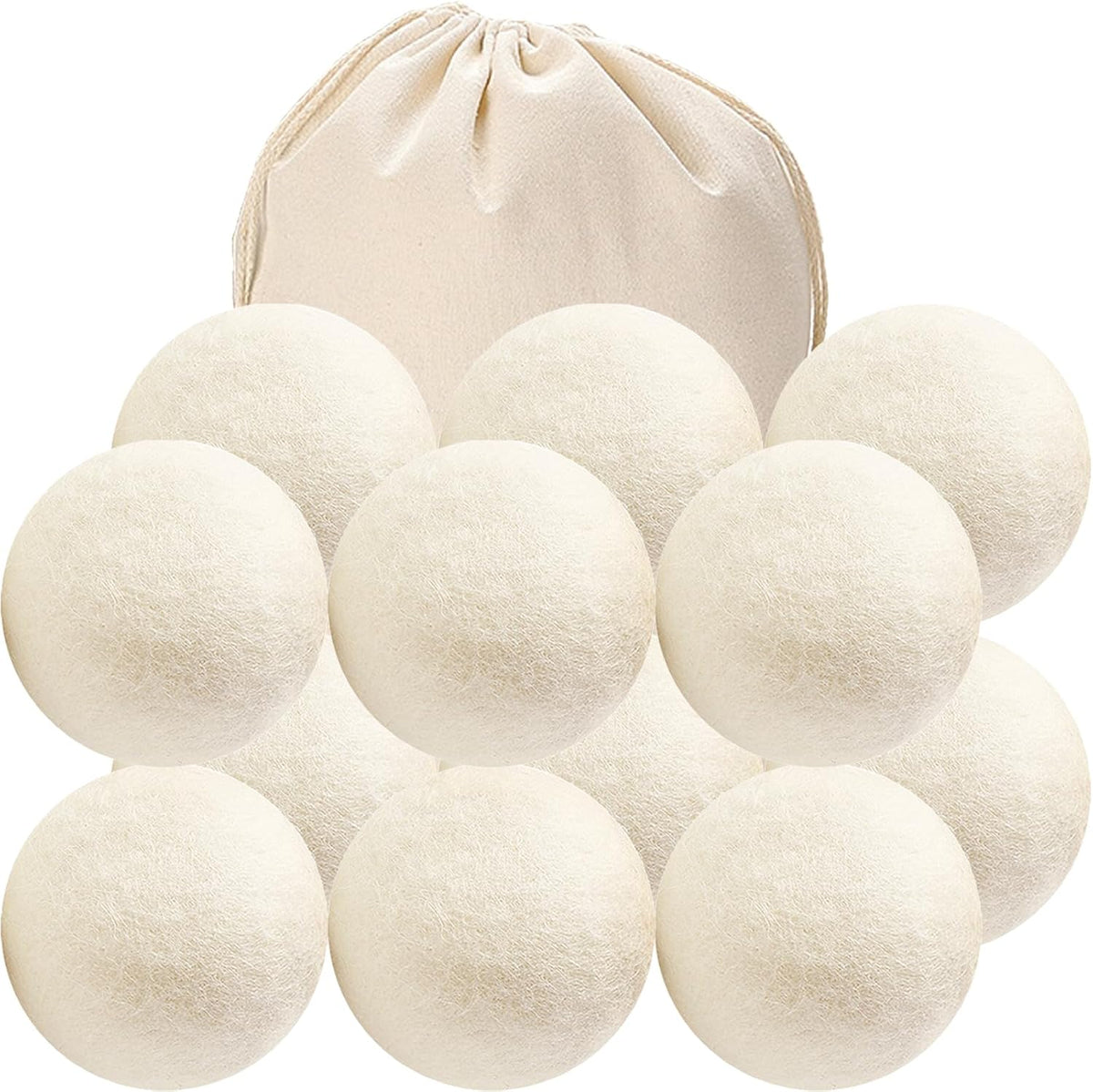 12 Pack Wool Dryer Balls XL Reusable Laundry Balls for Dryer Natural Fabric Softener Ball with 1