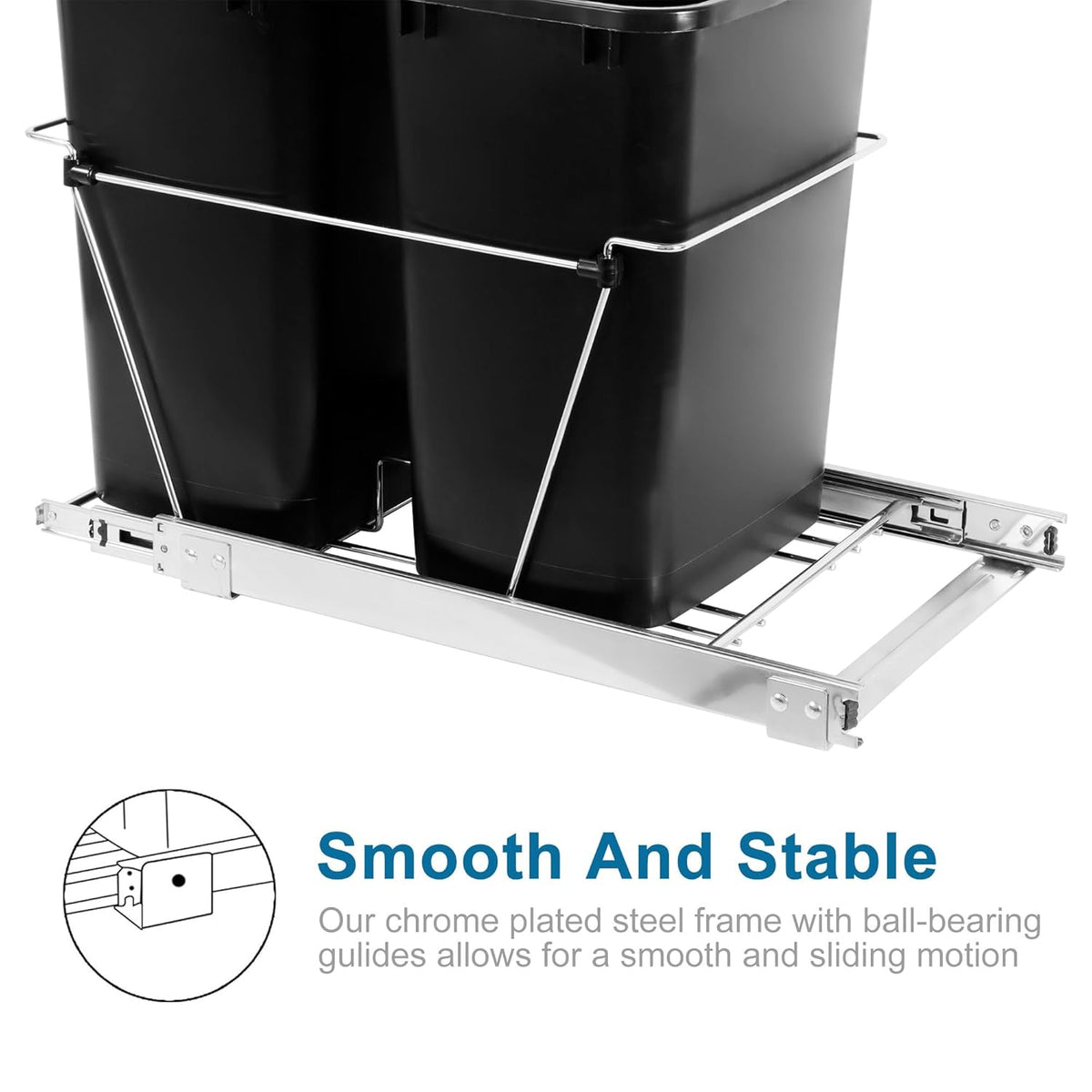 SUPER DEAL Double 35-Quart Pull Out Trash Can Under Cabinets Under Sink Garbage Sliding Waste Bin