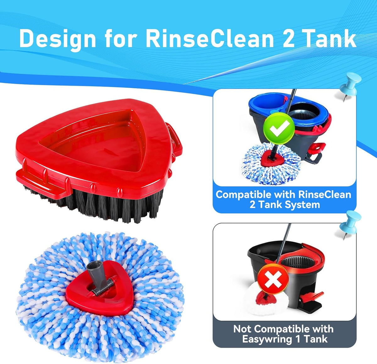 7 Pack Spin Mop Head for O-Ceda RinseClean 2 Tank System, 4 Triangle Microfiber Mop Replacement