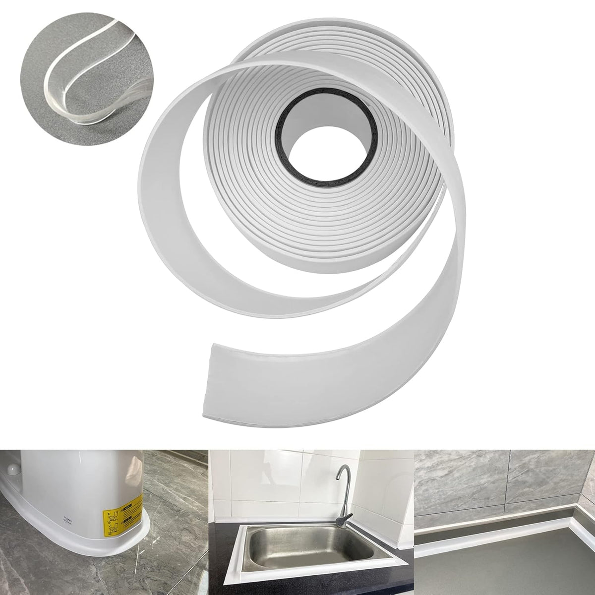 Caulk Tape Self Adhesive,Caulking Tape for Bathroom Sealant Strip Caulk Strip,Waterproof Caulking