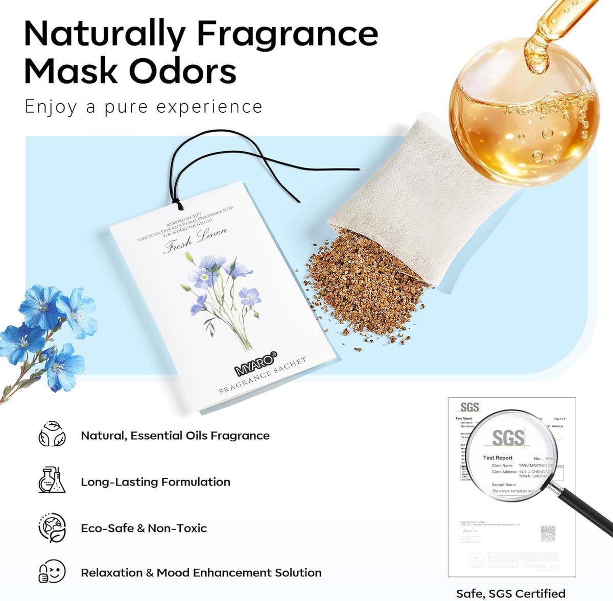 MYARO 12 Packs Linen Scented Sachets for Drawer and Closet, Long-Lasting Sachets Bags Air Freshener