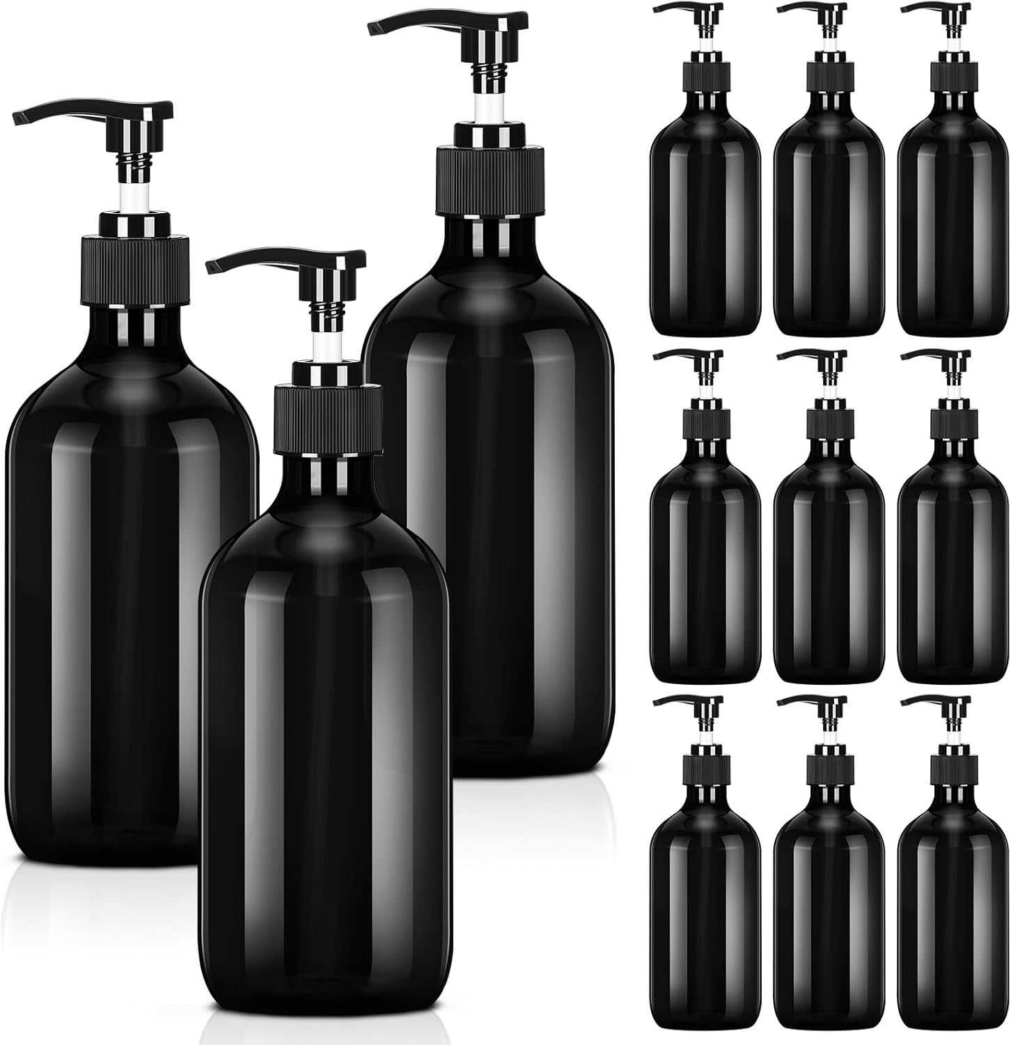 Tessco for you 12 Pack Black Soap Dispenser Empty Plastic Pump Bottles Dispenser Refillable Shampoo