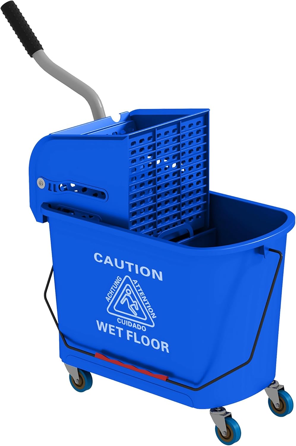 HOMCOM Compact Mop Bucket with Wringer on Wheels for Floor Cleaning, 21 Quart, Separate Dirty and