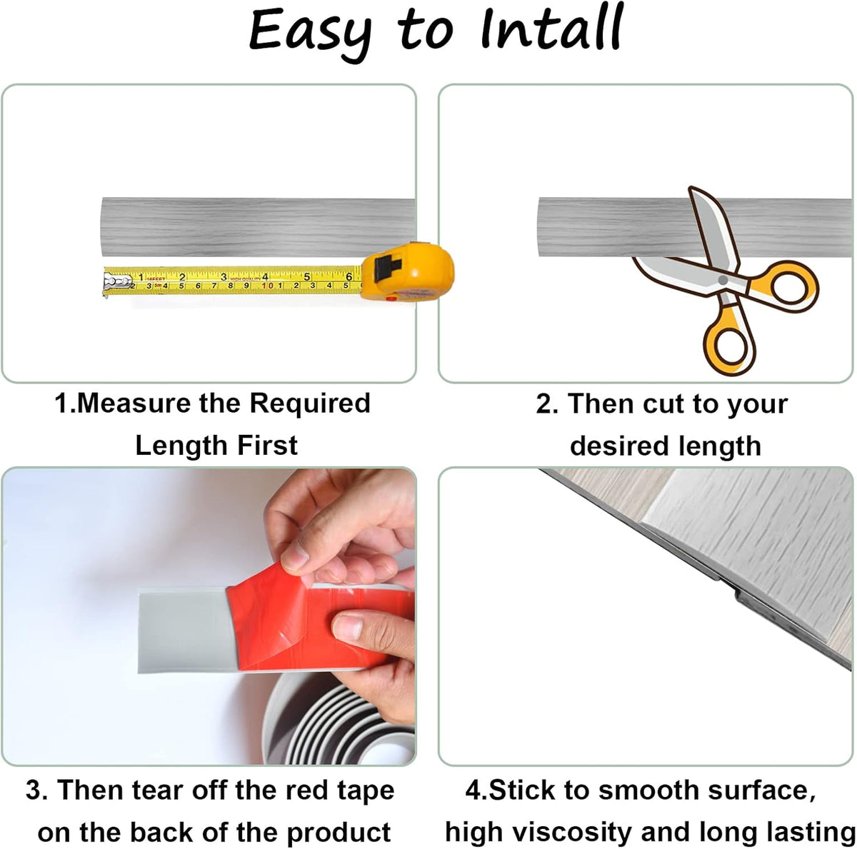 Floor/Door Flat Transition Strip & Self-Adhesive Vinyl Edge Trim - Laminate Gap Covering Joining