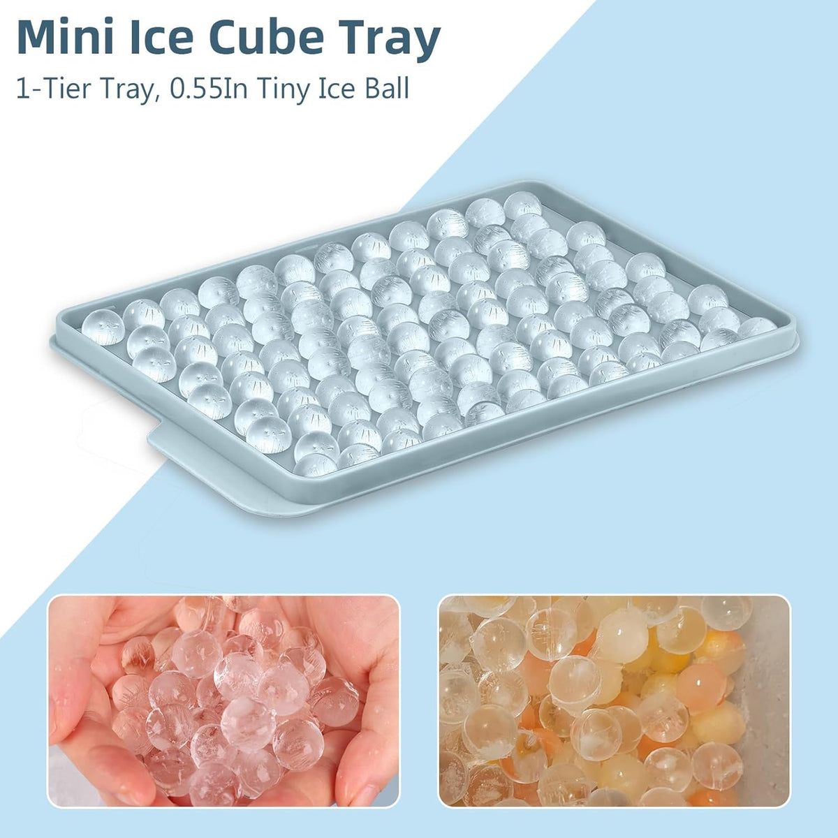 WIBIMEN Mini Ice Cube Trays, Small Tiny Round Pebble Crushed Nugget Ice Trays for Freezer with Lid