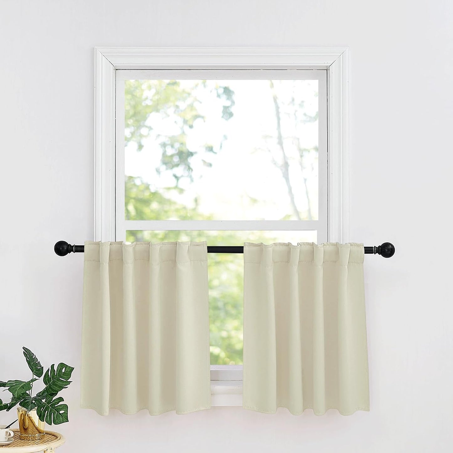 RYB HOME Kitchen Window Curtains - Blackout Privacy Half Window Curtains for Bedroom Bathroom