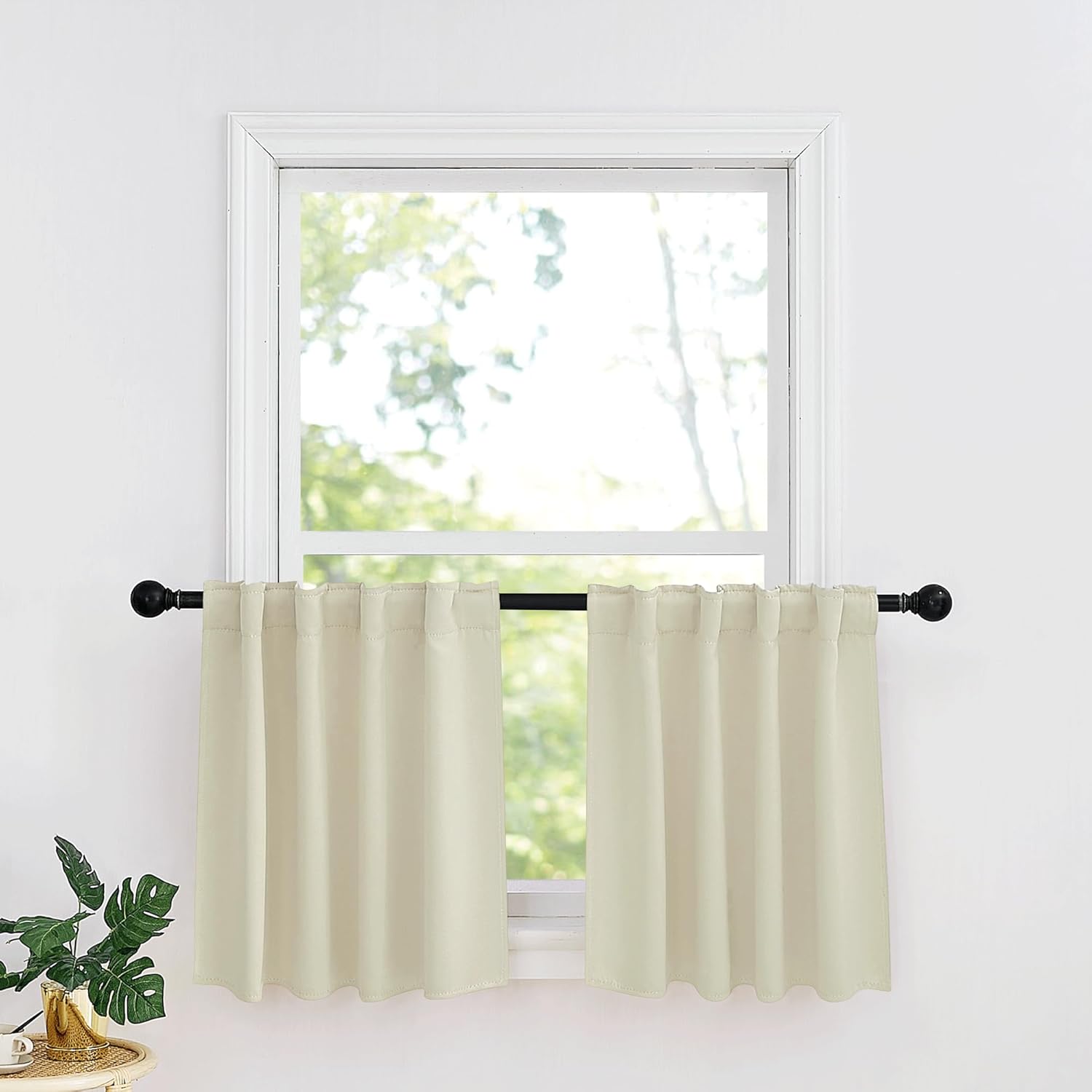 RYB HOME Kitchen Window Curtains - Blackout Privacy Half Window Curtains for Bedroom Bathroom