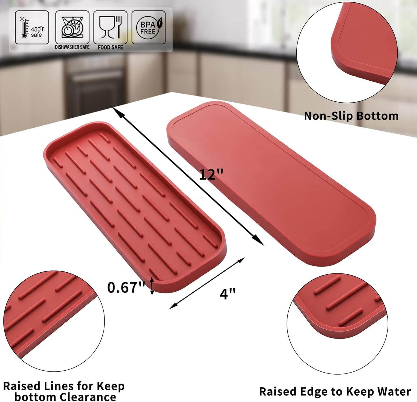 Silicone Kitchen Sink Organizer Tray for Multiple Usage,Eco-Friendly Sponges Holder for Kitchen
