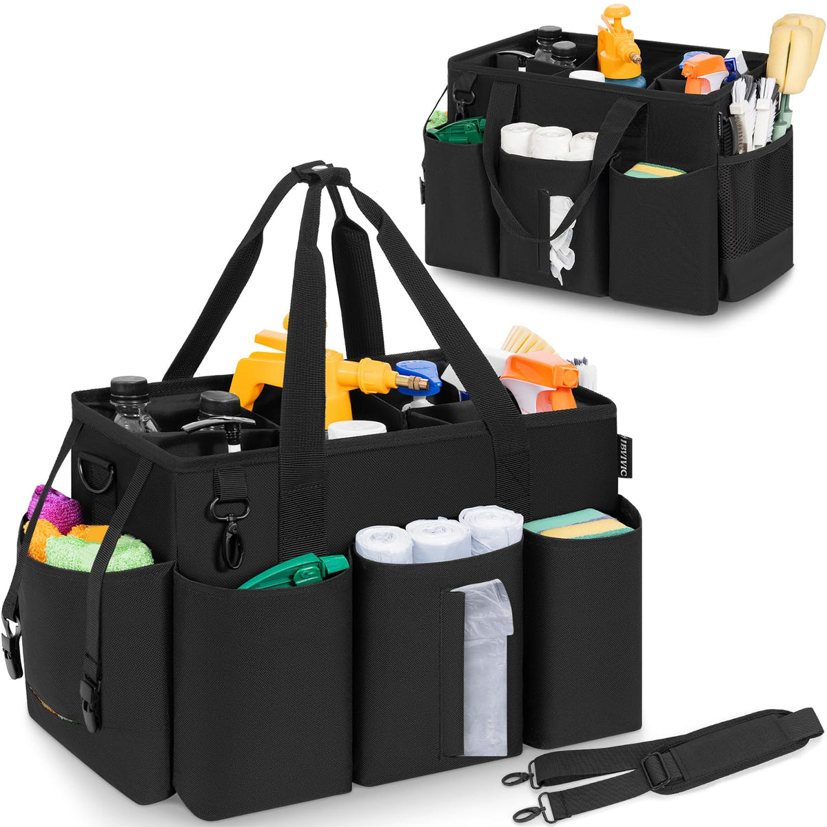 IBVIVIC Wearable Cleaning Caddy Bag for Cleaning Supplies, Black