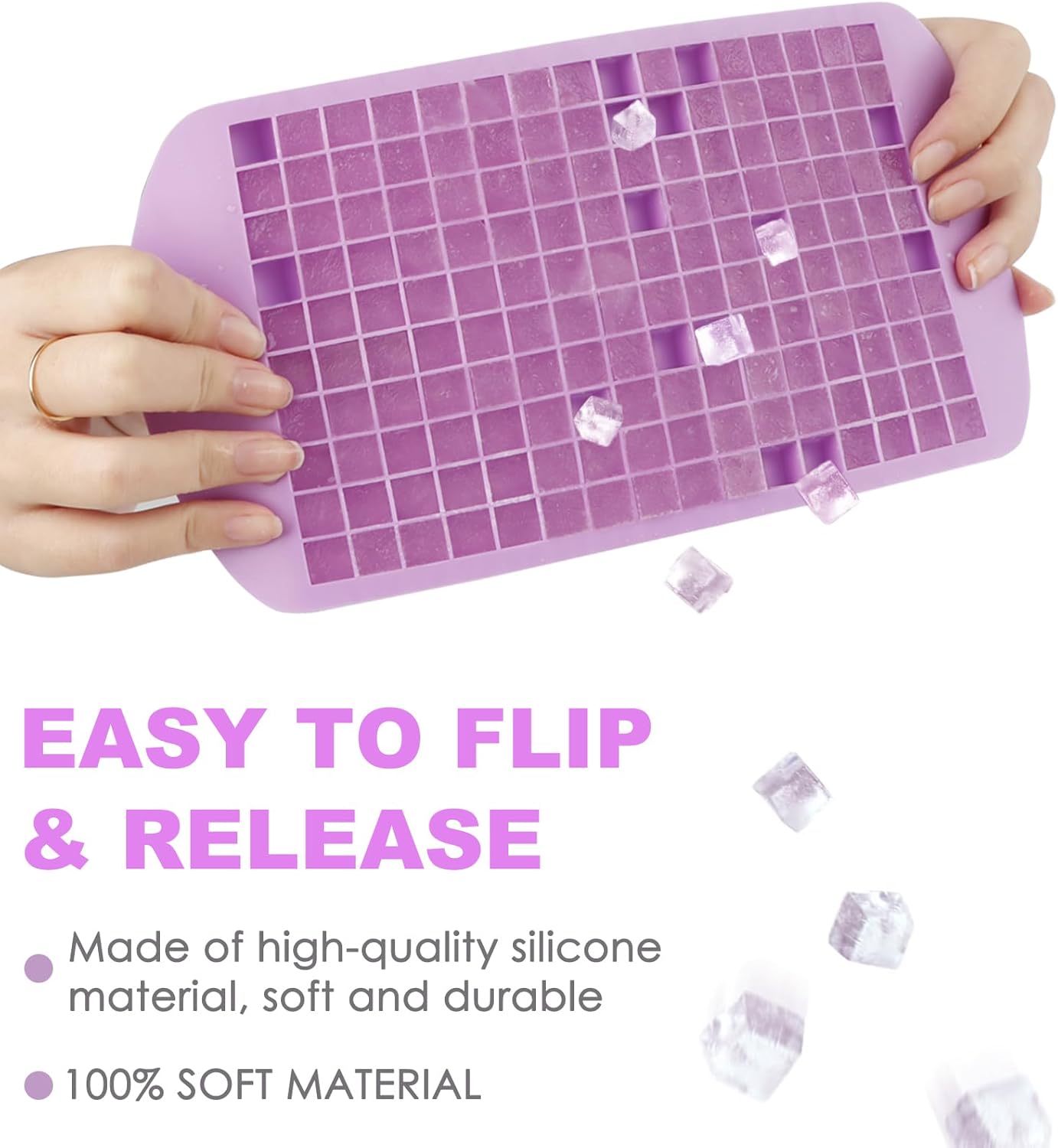Silicone Mini Ice Cube Trays 2 Pack, 160 Crushed Ice Cube Molds, Easy Release Small Ice Cube Trays