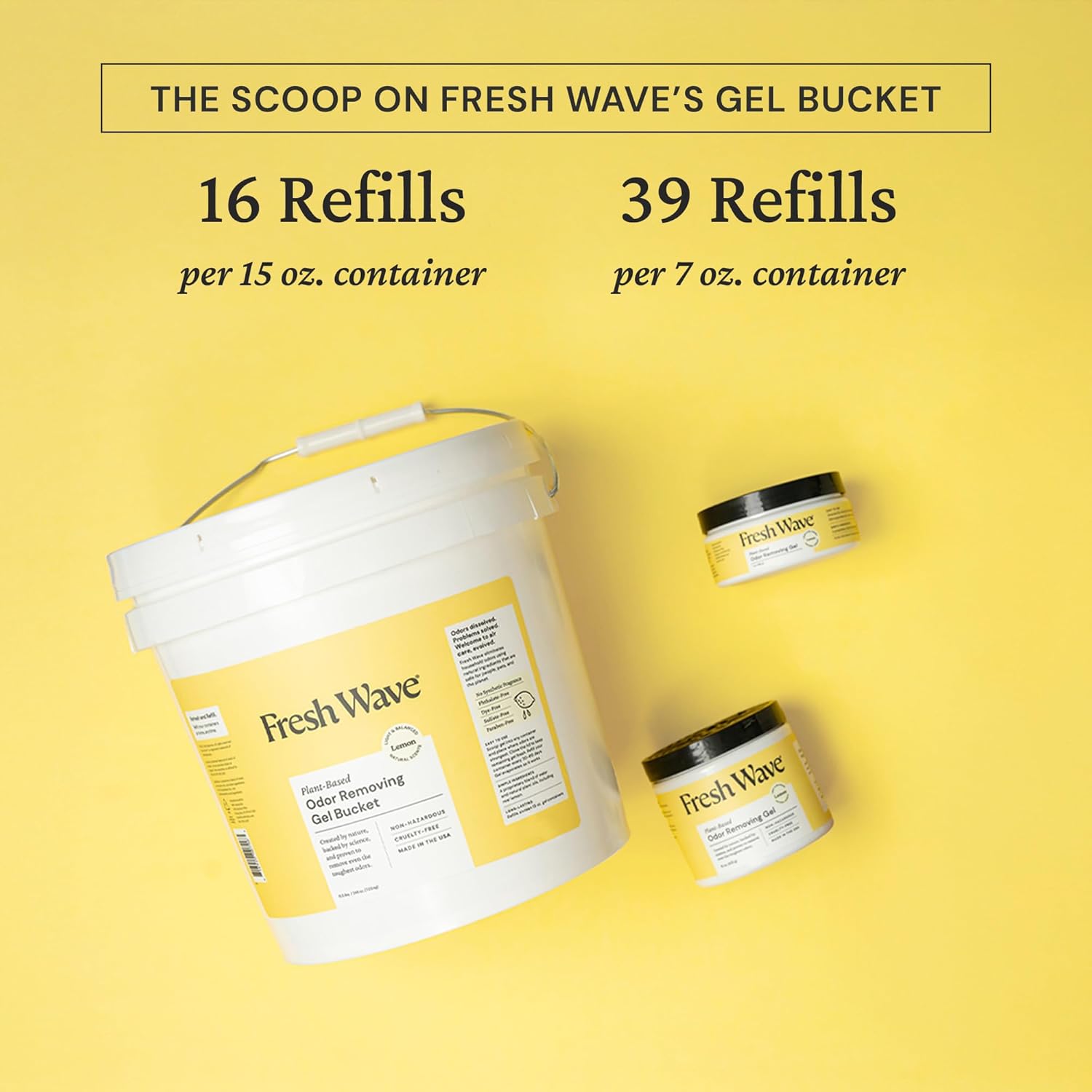 Fresh Wave Odor Removing Gel Bucket, 15.5 lb. (248 oz.) | Lemon Scent Refill | Odor Absorbers for
