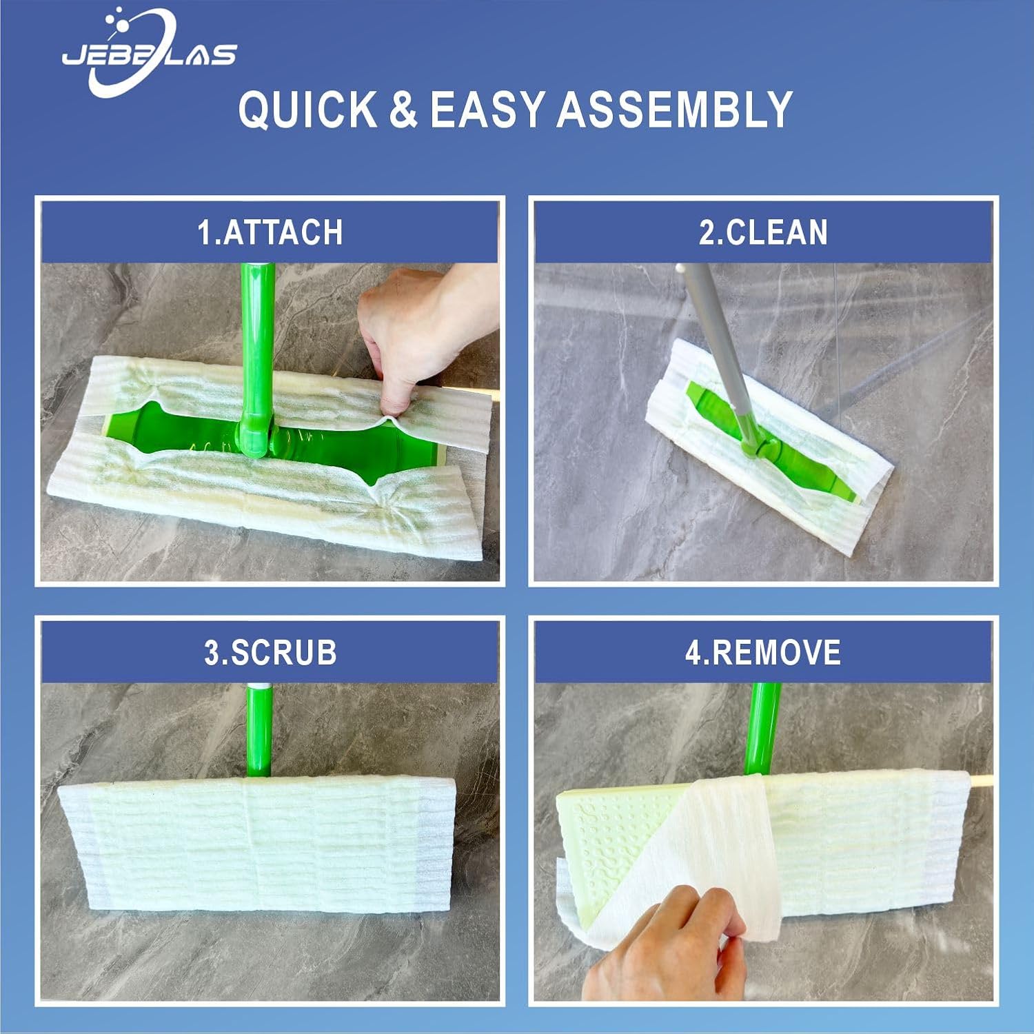 JEBBLAS Disposable Mop Cloth Dry Sweeping Pad for Floor Mop Sweeping Cloths Multi Surface Refills