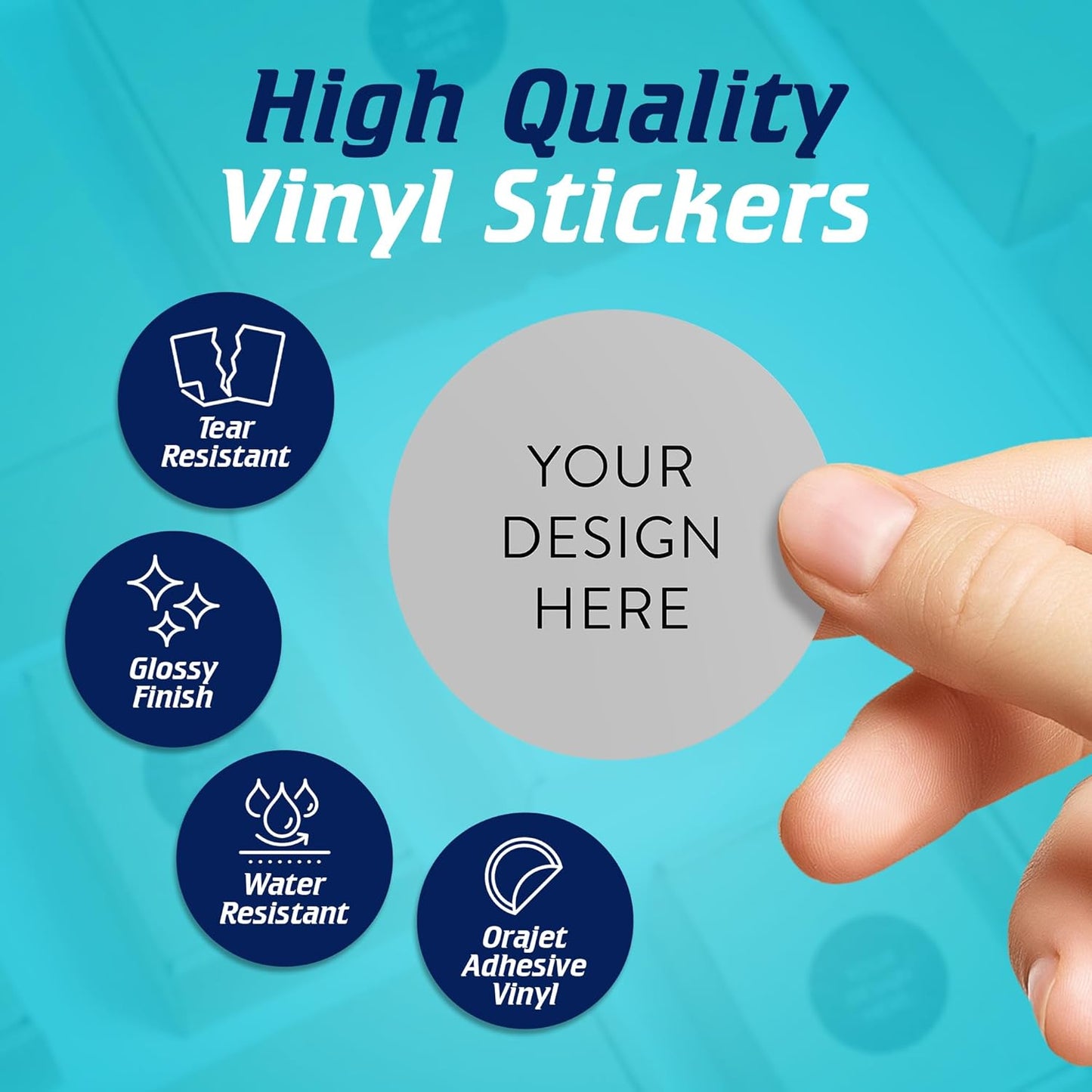 100 Custom Vinyl Stickers - Upload Your own Image, Text, Design, Logo - Personalized Logo Labels