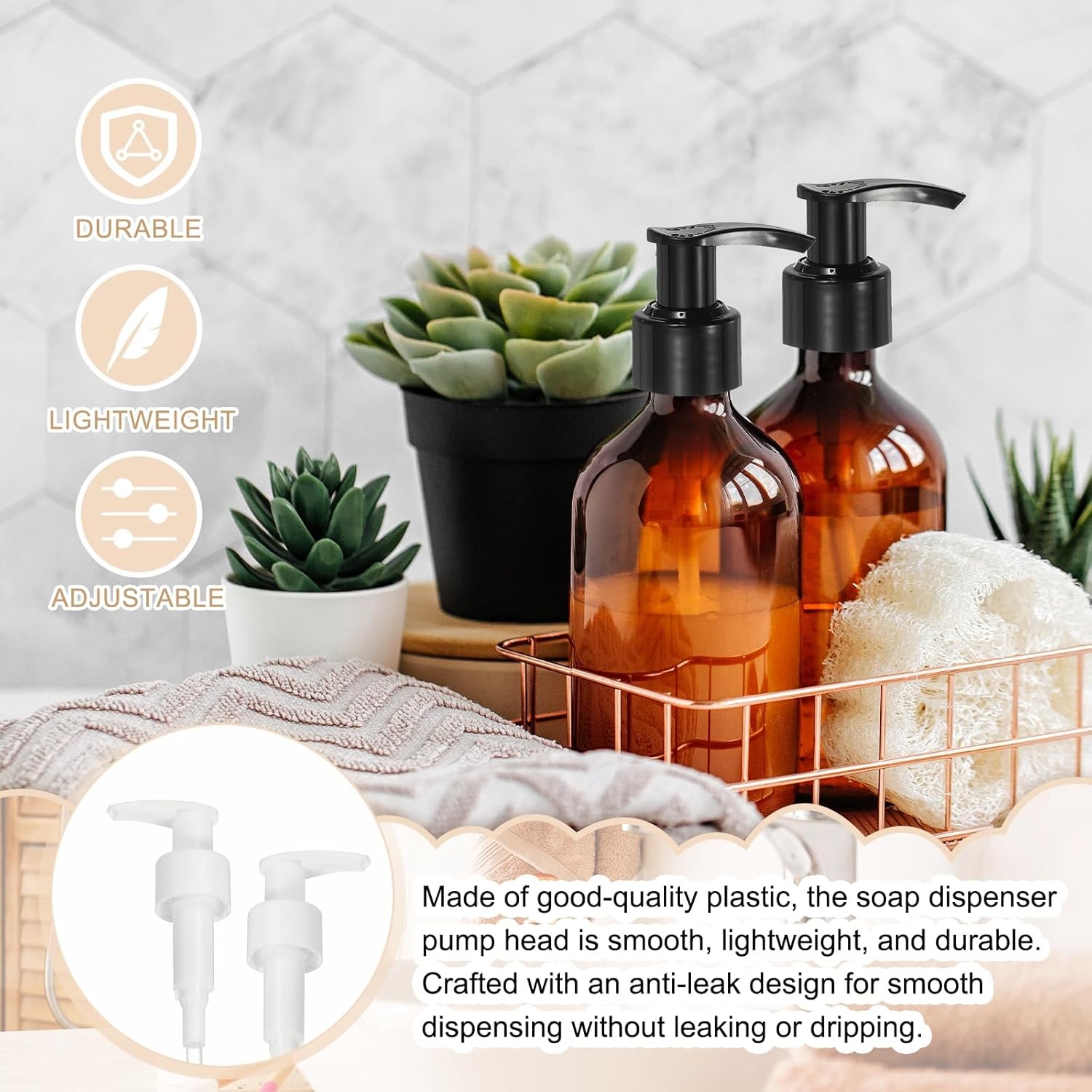 uxcell 6 Pcs Soap Dispenser Pump Heads Soap Dispensers Top Pumps Replacement Switch Pumphead for