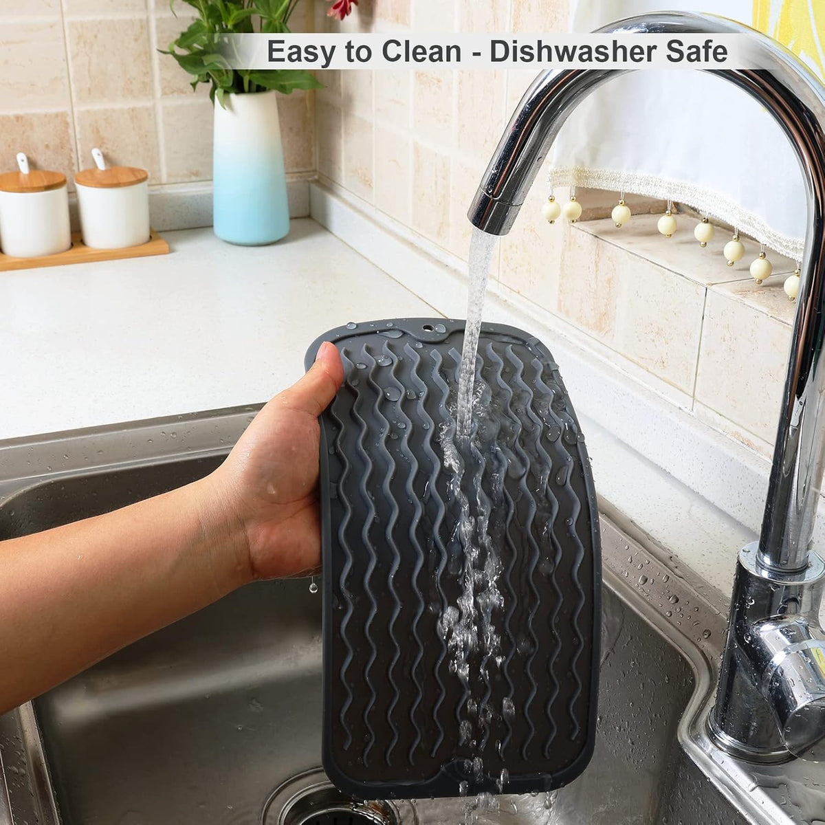 ZLR 2 Pcs Silicone Dish Drying Mats for Kitchen Counter, Eco-Friendly Fast Dry Dish Mat, Easy Clean