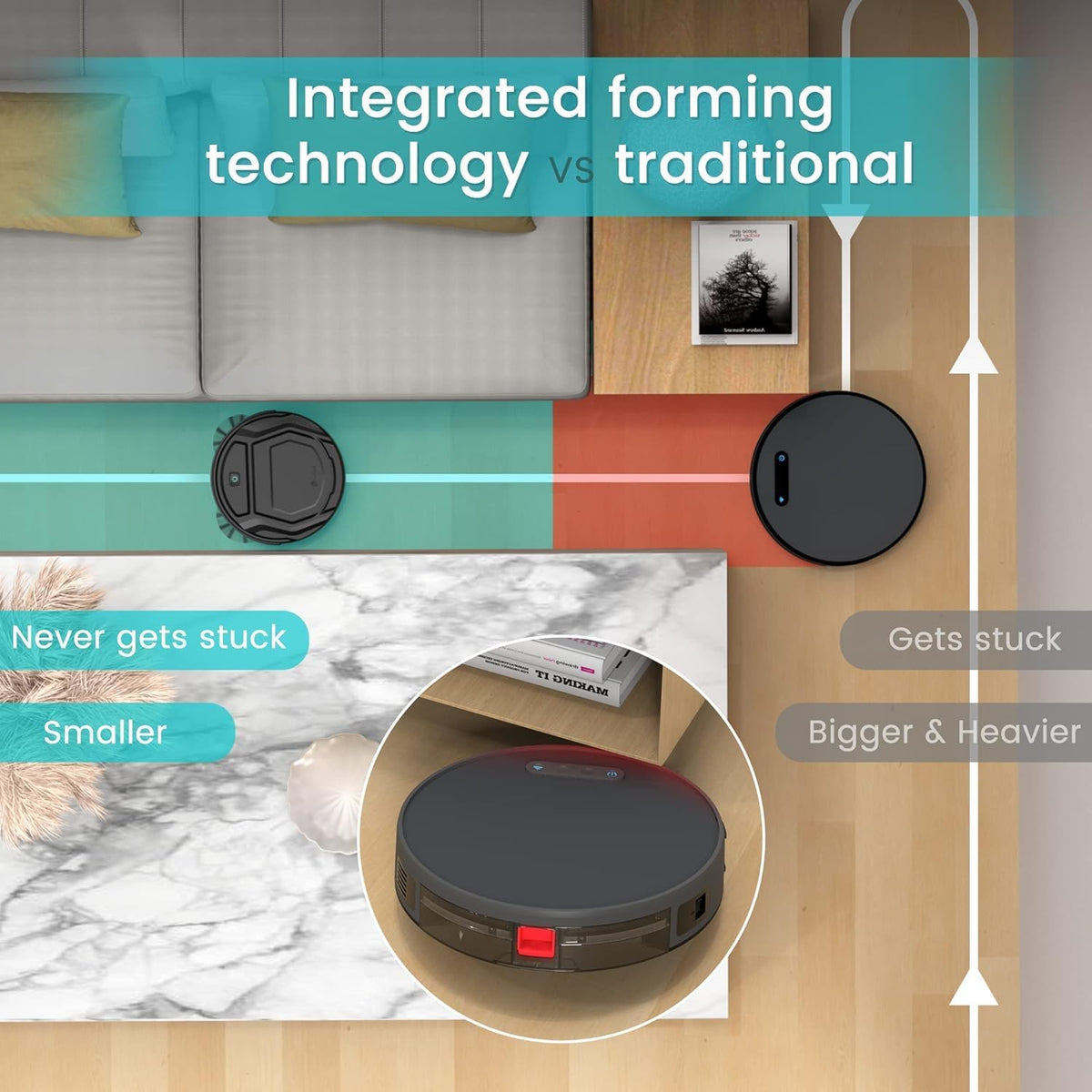 Lefant Robot Vacuum Cleaner, 120 Mins Runtime, Compact Design, Low Noise, Powerful Suction