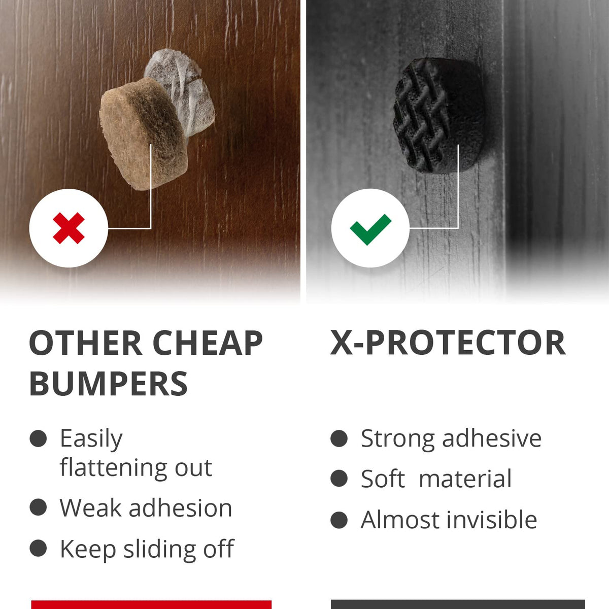 X-Protector Cabinet Door Bumpers 100 PCS Small Black Rubber Pads 3/8' Self-Adhesive Thick Dots
