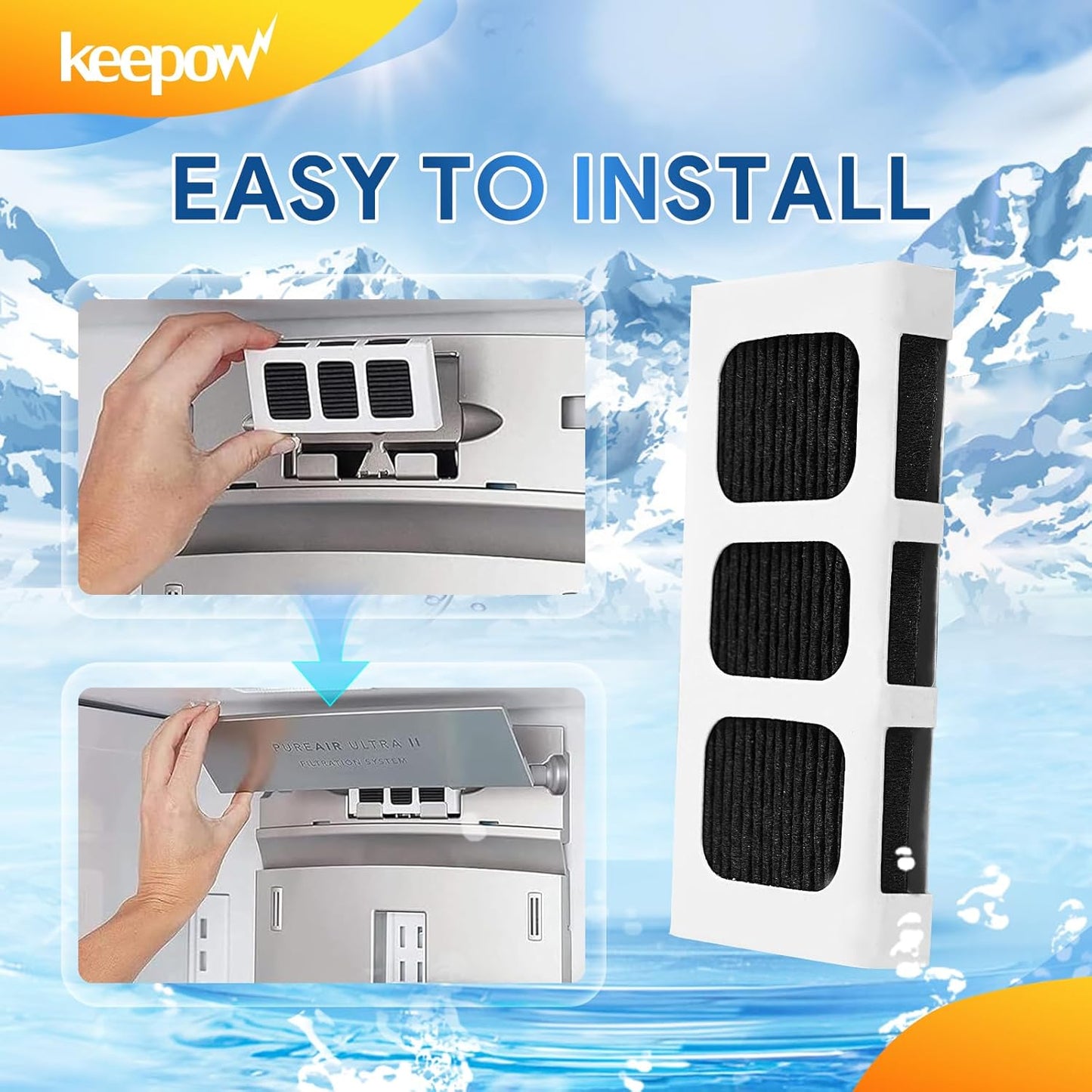 KEEPOW Paultra2 Refrigerator Air Filter Compatible with Frigidaire Pureair Ultra 2, Pure Air Ultra