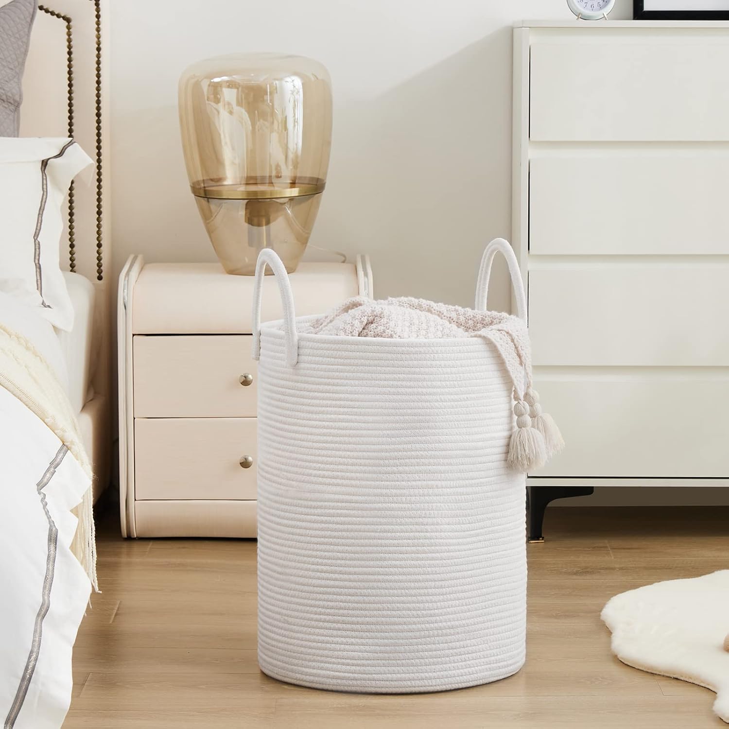 Woven Rope Laundry Hamper Basket by YOUDENOVA, 72L Tall Luandry Basket, Baby Nursery Hamper for