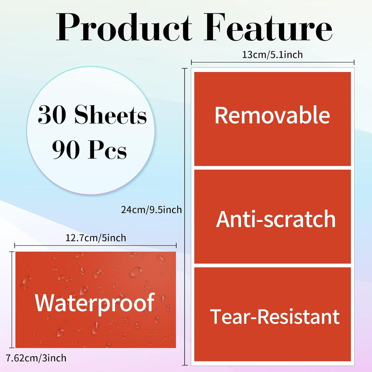 STARLIBOO Removable Colored Labels Stickers, 3X5 Inch Removable Large Label Stickers for Moving