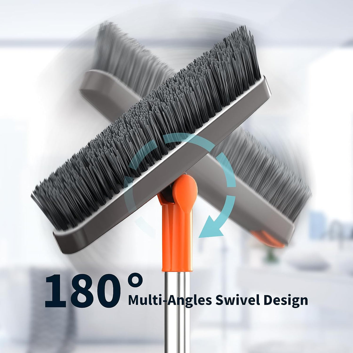 AIR U+ Grout Brush with Long Handle 180° Swivel Scrub Brush with Tweezers to Hair Clip V-Shape