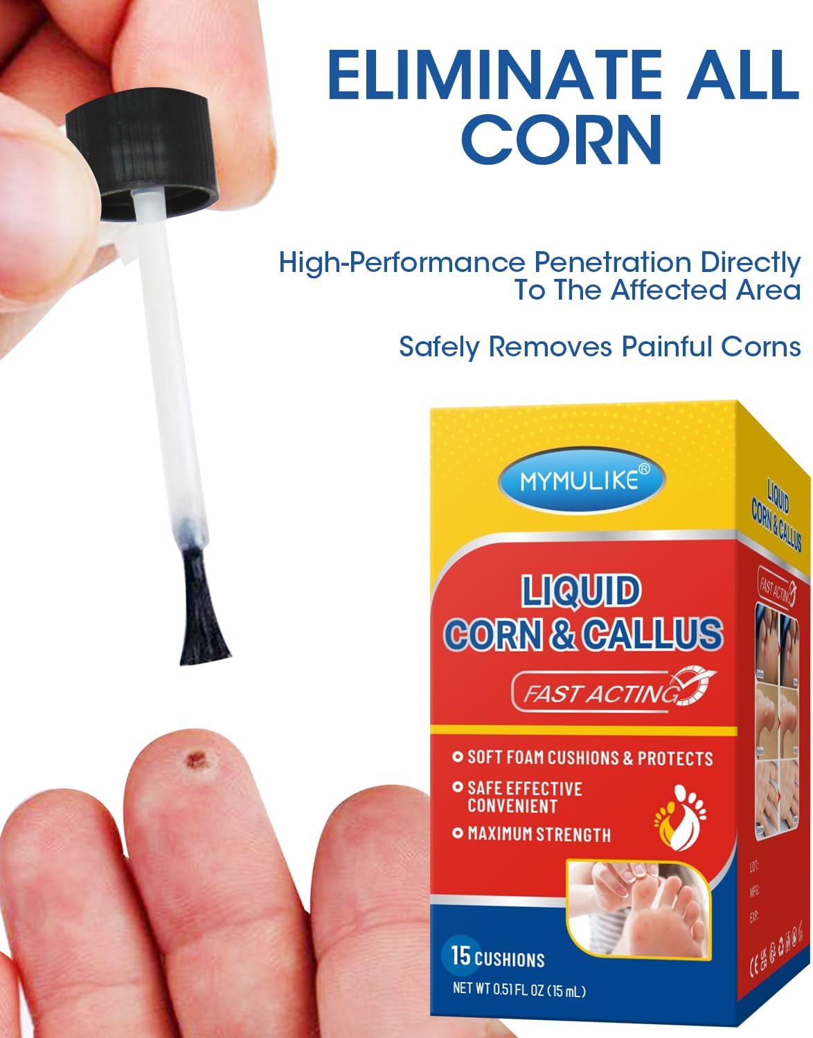 Liquid Corn Remover, Corn Removers for Toes, Fast Acting, Safe Removes Corns Fast Extra Strength