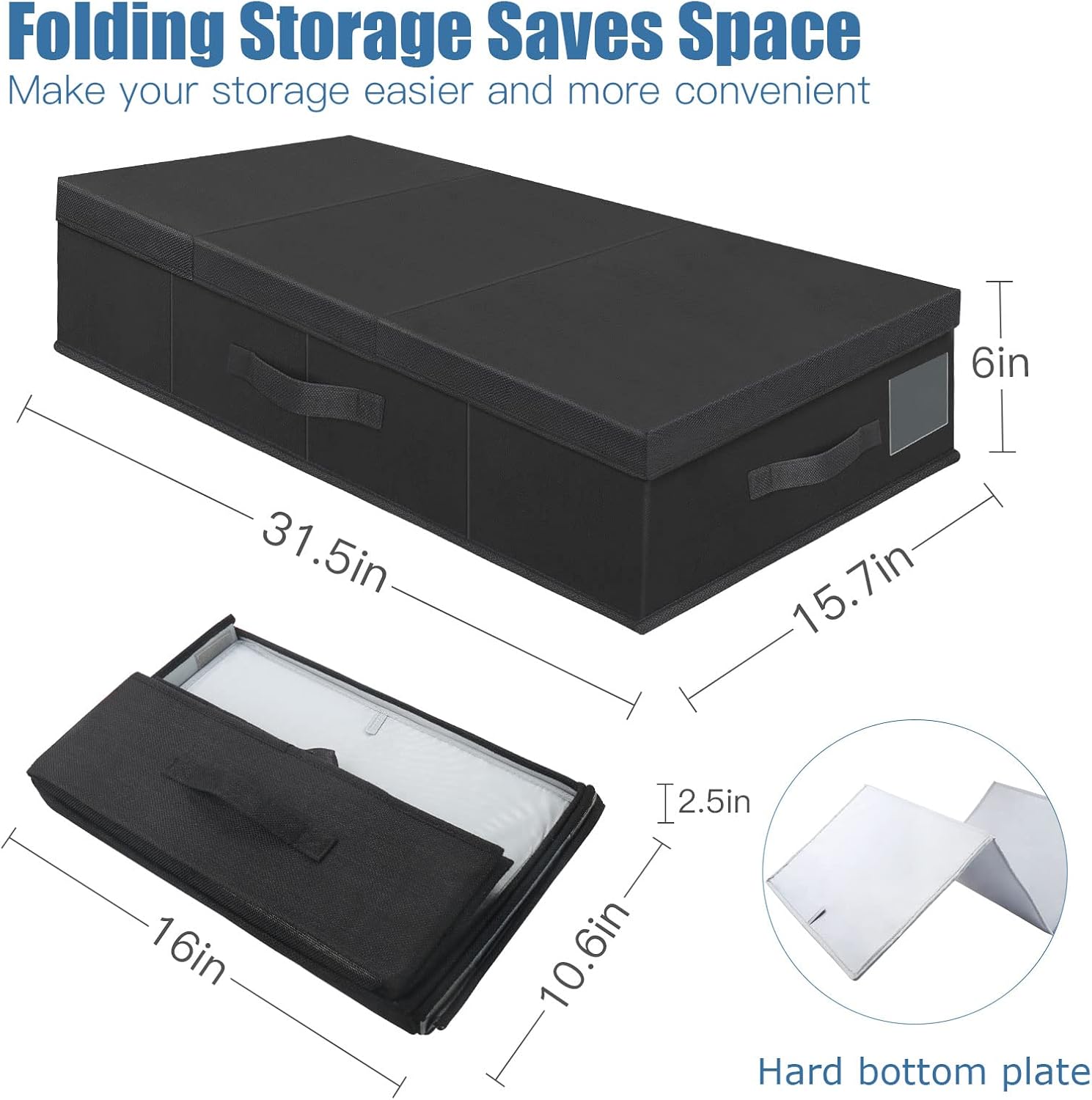 Underbed Storage Containers Bin with Lids (Set of 2) Large Under Bed Storage Organizer Box with