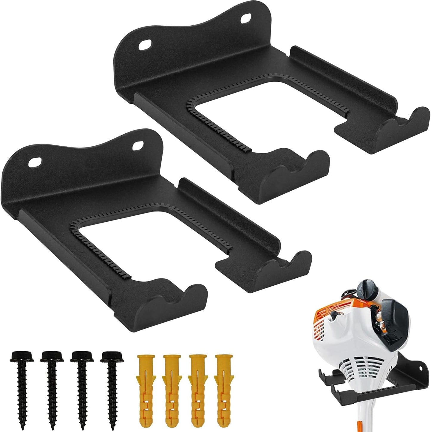 2Pcs Garage Organizer Trimmer Rack,Garden Power Tool Hanger Weed Whackers Holder Wall Mounted for