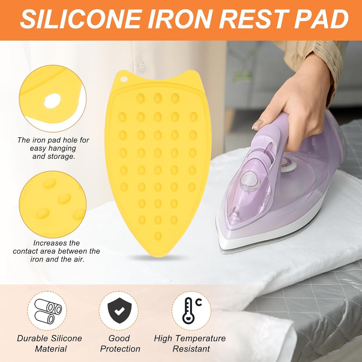 PATIKIL Silicone Iron Rest Pad, Multipurpose Hot Heat Resistant Iron Rest Plate Protective Pad for