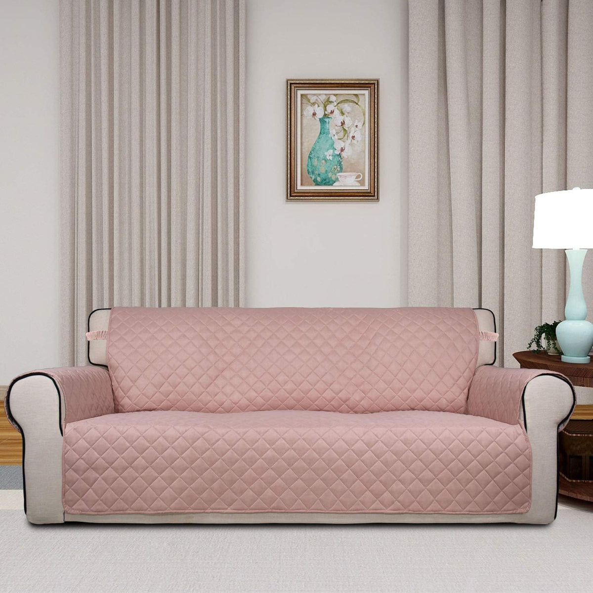 PureFit Reversible Quilted Sofa Cover, Water Resistant Slipcover Furniture Protector, Washable