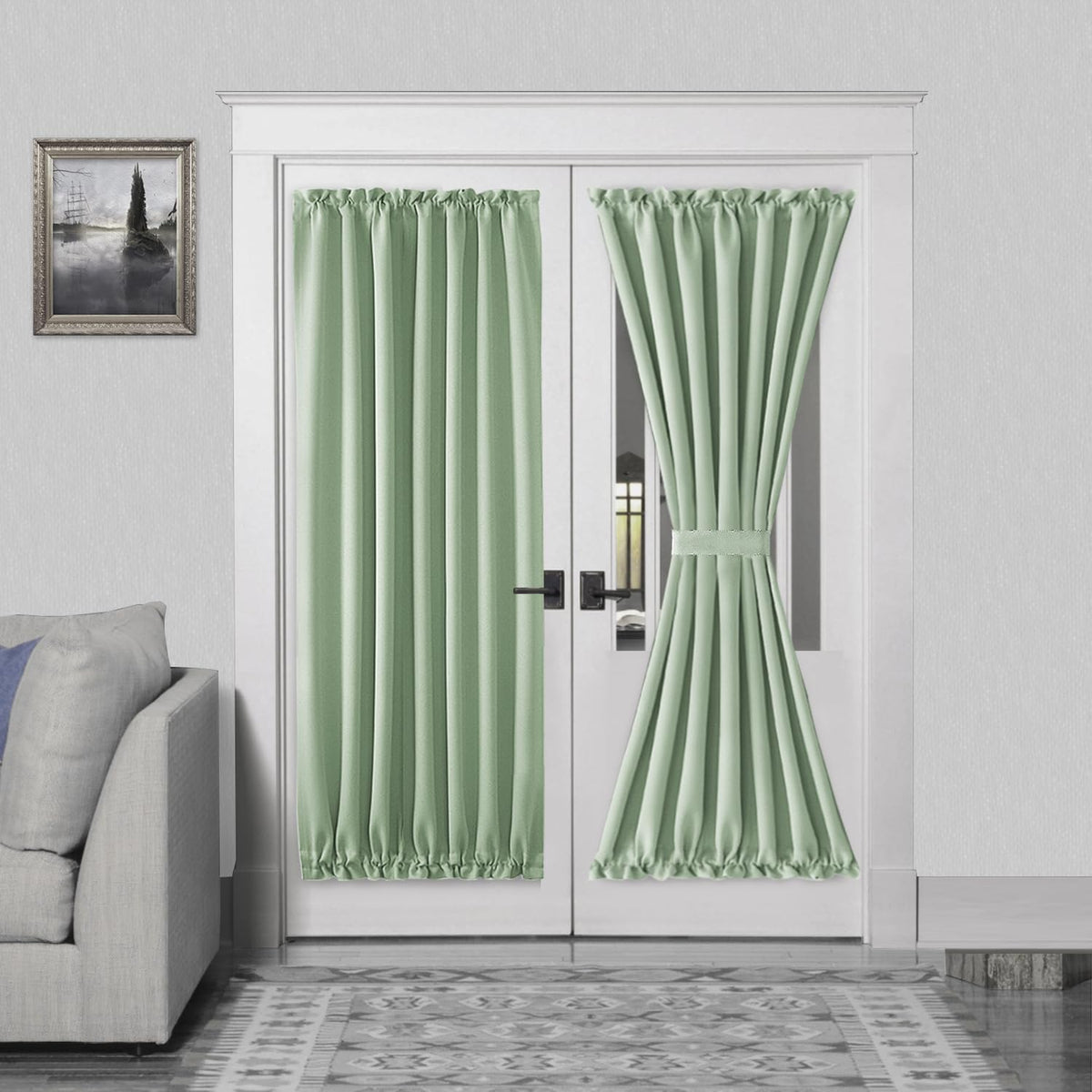 DWCN French Door Curtains – Rod Pocket Thermal Blackout Curtain for Doors with Glass Window