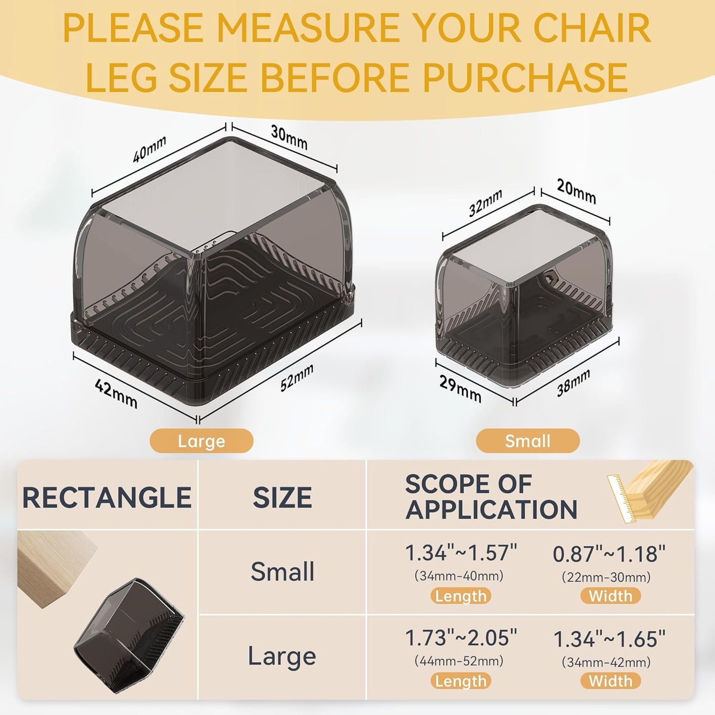 24PCS Rectangular Chair Leg Floor Protectors, Furniture Sliders, Non-Slip Felt Furniture Pads for