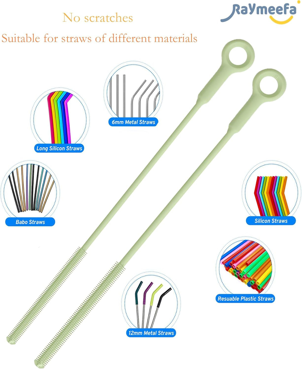 Extra Long Straw Cleaner Brush,Reusable and Soft Silicone Straw Cleaning Brush to Clean