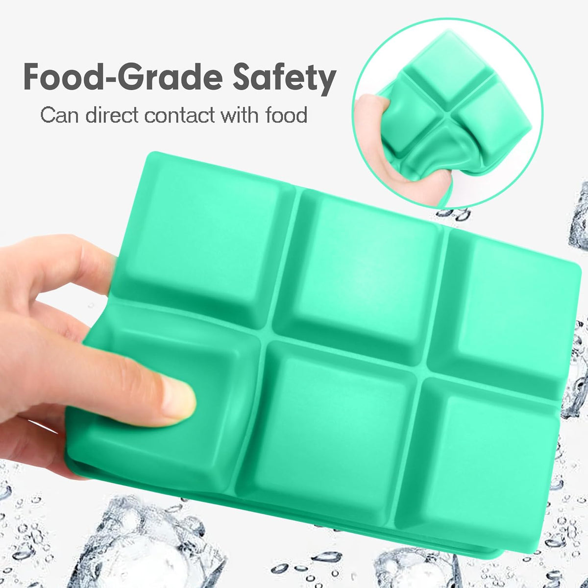 Silicone Ice Cube Trays 3 Pack - Large Size Silicone Ice Cube Molds with Leak Proof Removable Lid