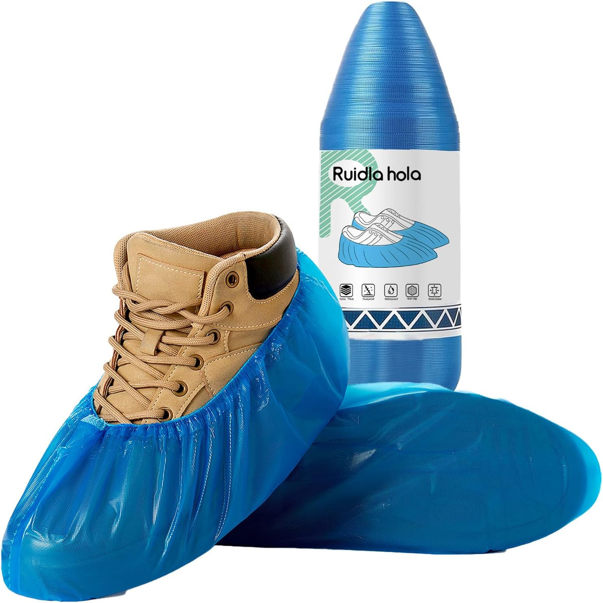 Shoe Covers Disposable Non Slip - 70‑Pack Compact Tear‑Off Roll, Waterproof CPE Boot