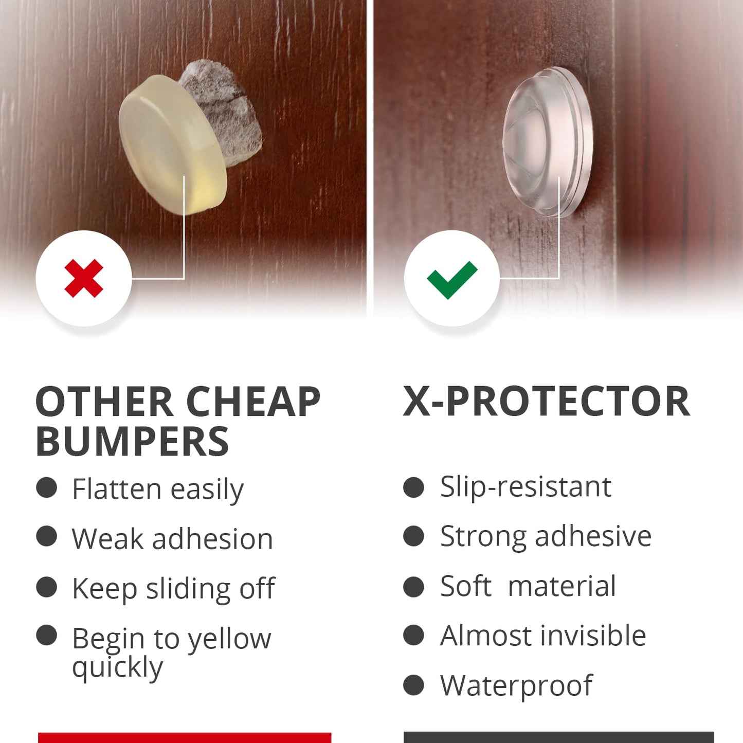 X-Protector Cabinet Door Bumpers 128 PCS – 1/2" Silicone Clear Bumpers – Ideal Cabinet Bumpers