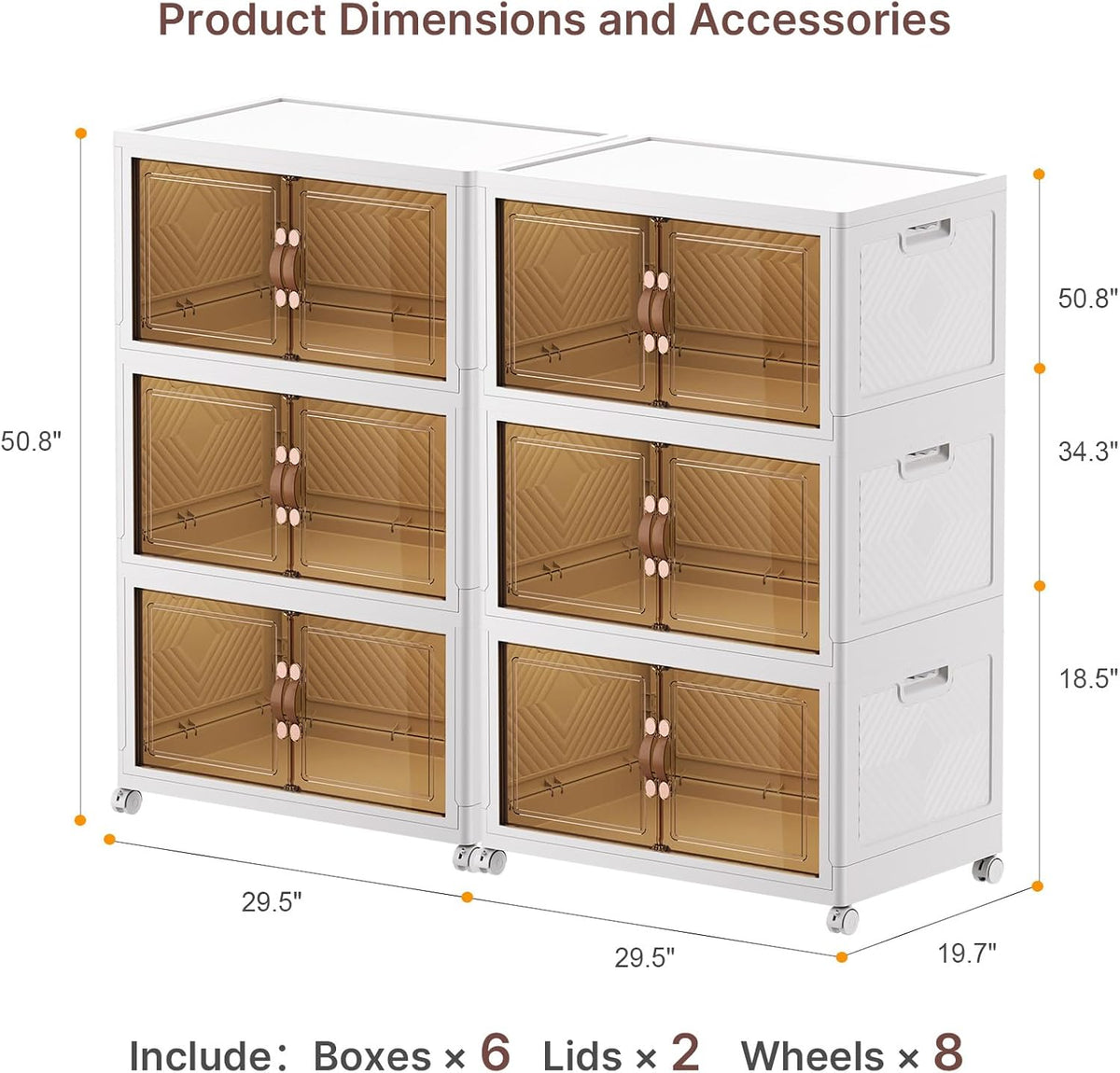 Extra Large Stackable Storage Bins with Lids & Wheels & Door, 960QT-160QT/40GAL*6Pack Foldable