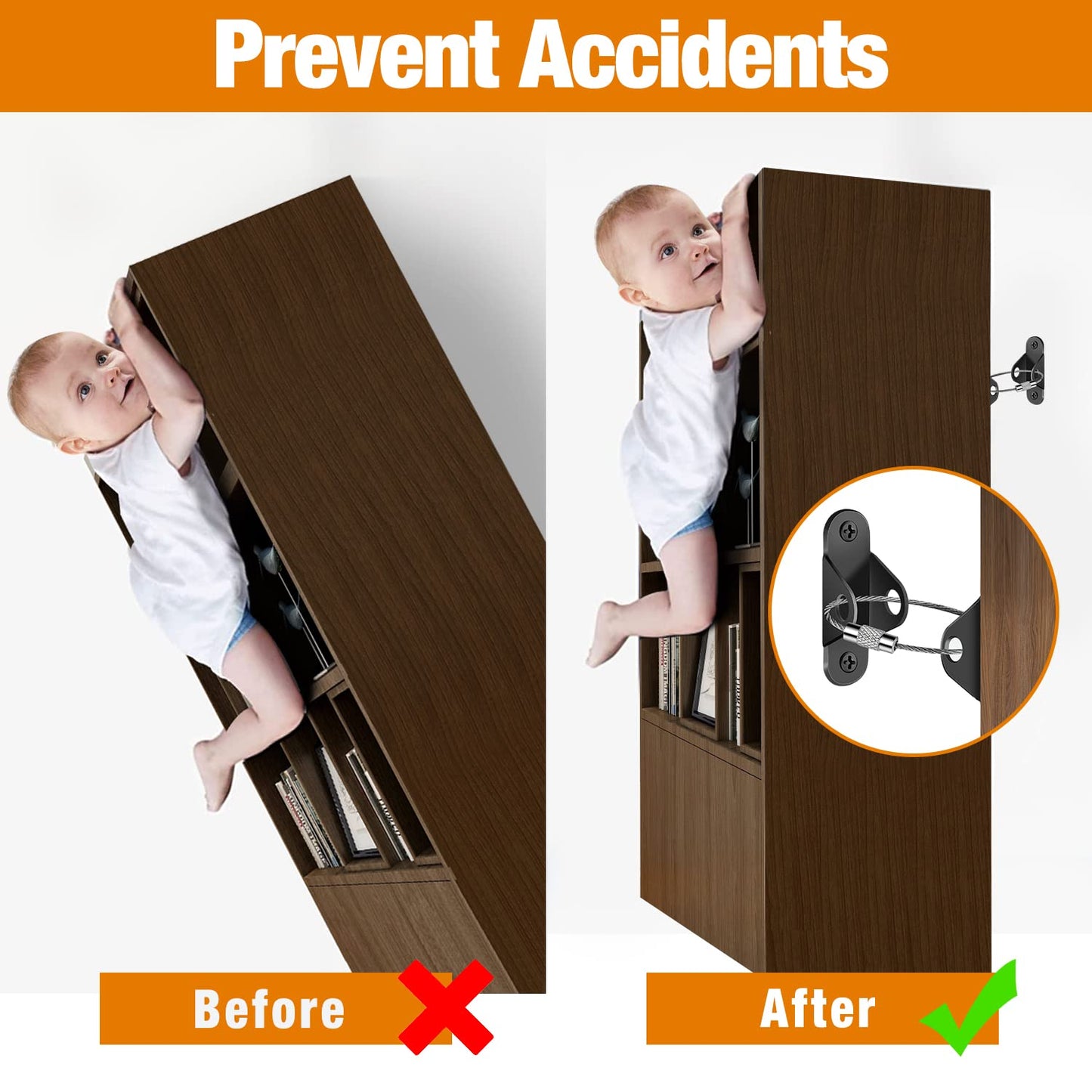 Furniture Anchors (10 Packs) Anti Tip Furniture Anchors for Baby Proofing, Furniture Wall Anchor
