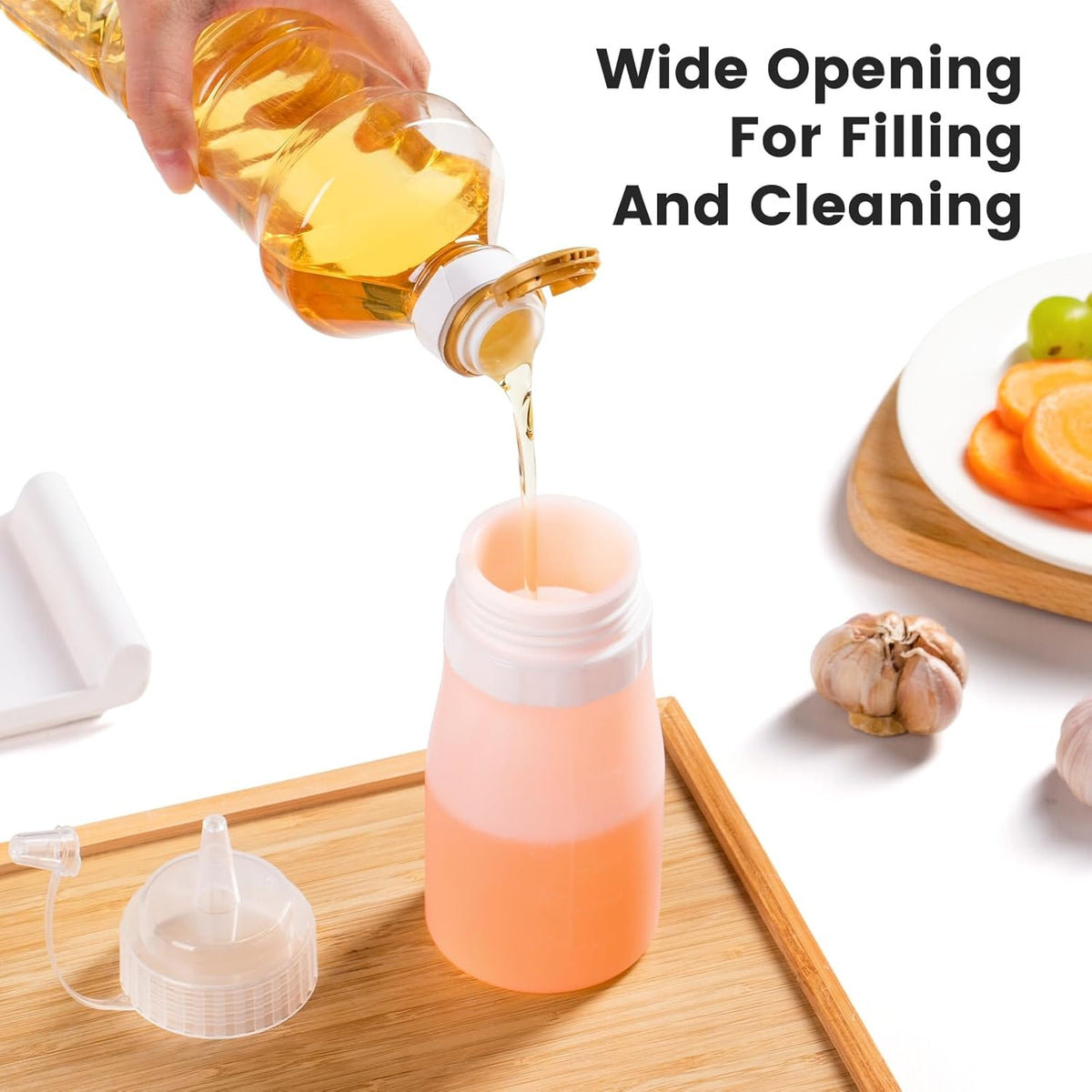 Condiment Squeeze Bottles, 12 oz Silicone Squeeze Bottles For Sauces, Leak Proof Condiment