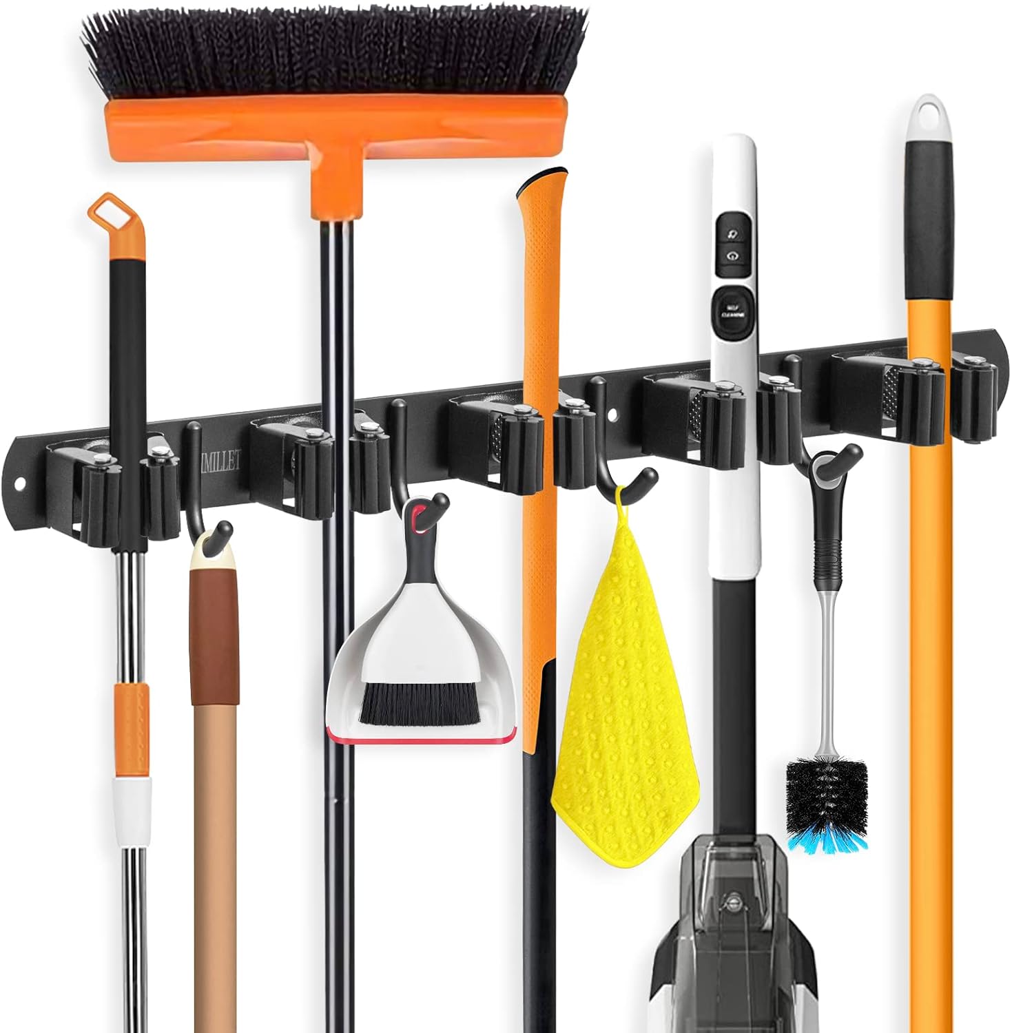 IMILLET Broom Holder Wall Mount, Broom Holder Stainless Steel Heavy Duty Garage Organization Broom