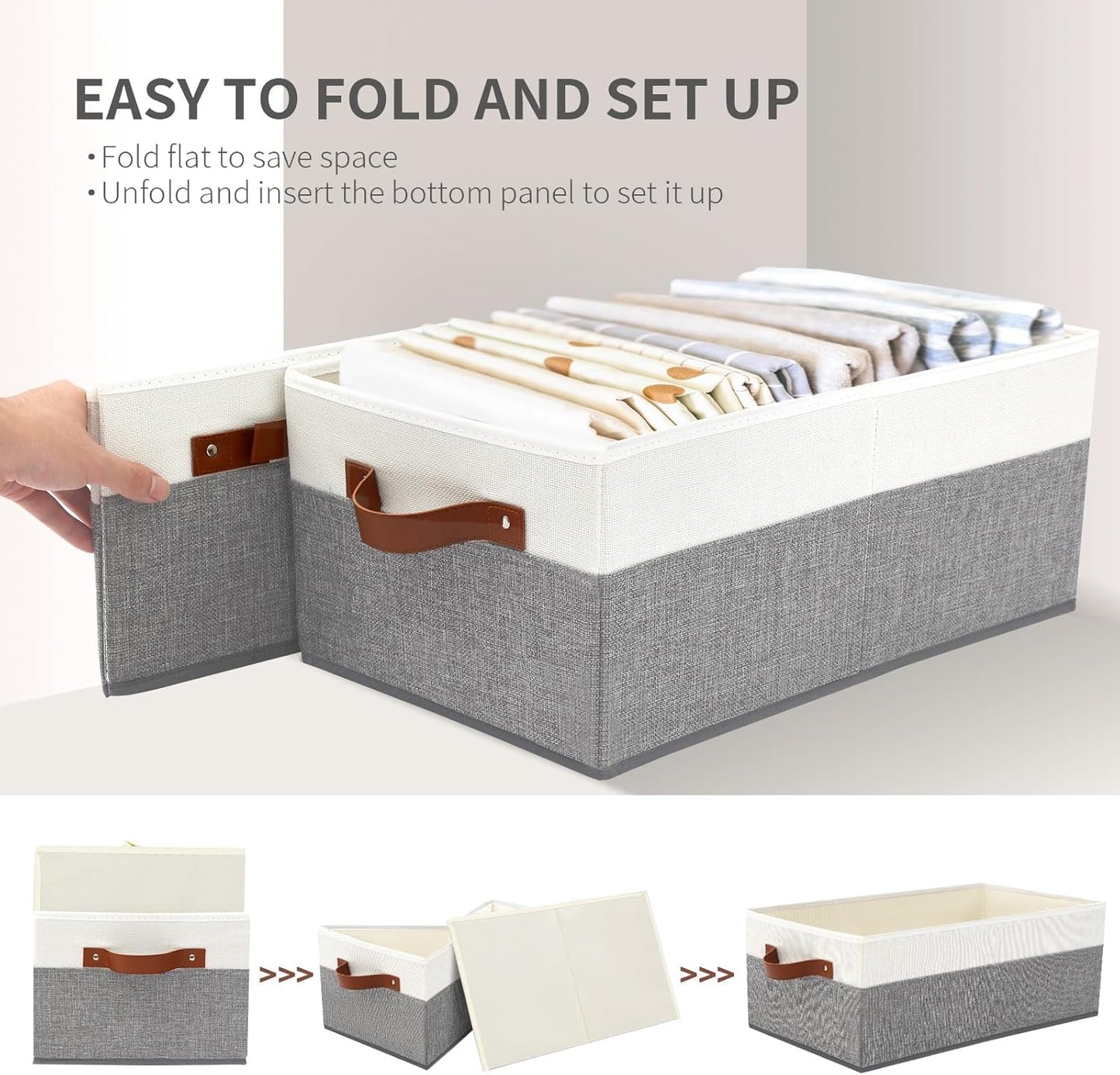 6 Pack Closet Storage Bins, Storage Baskets for Shelves, Linen Closet Organizers and Storage with