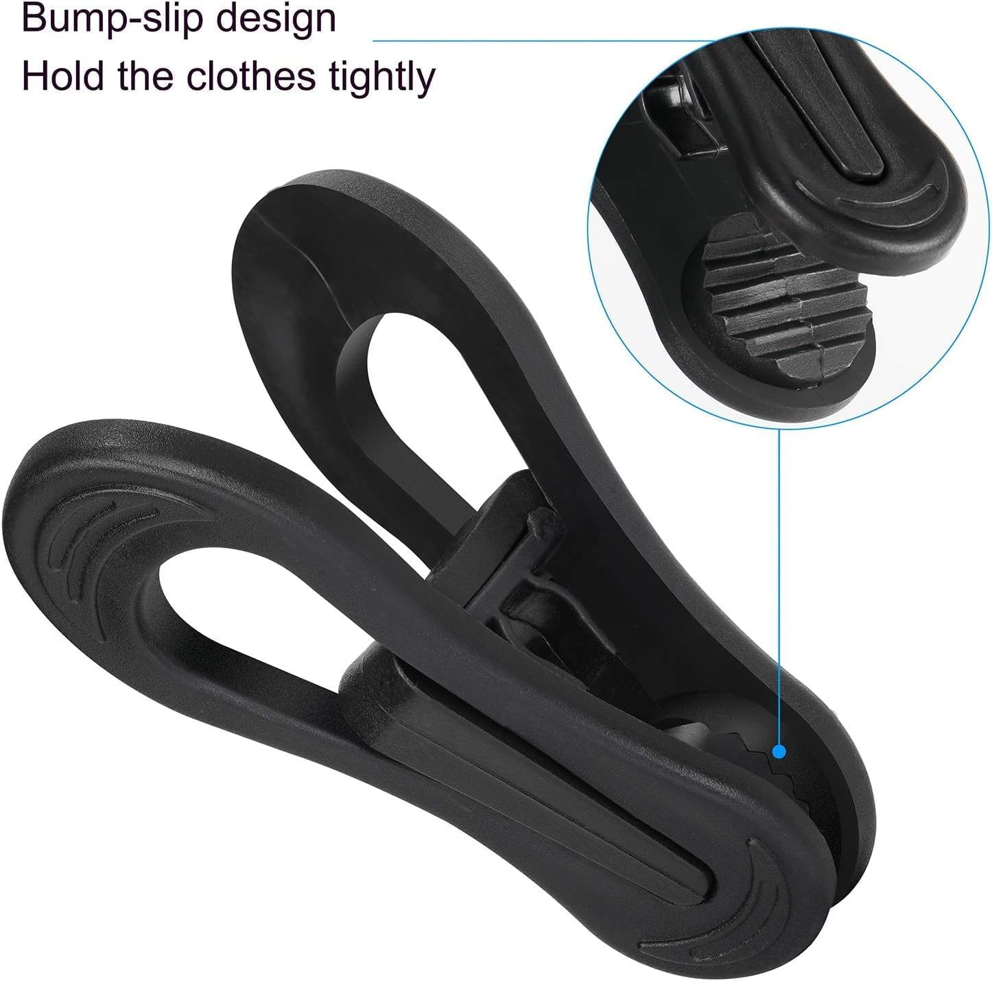 Tinfol 50pc Plastic Coat Hanger Clips, Black Strong Pinch Grip Finger Clips for Skirt Pant Hangers