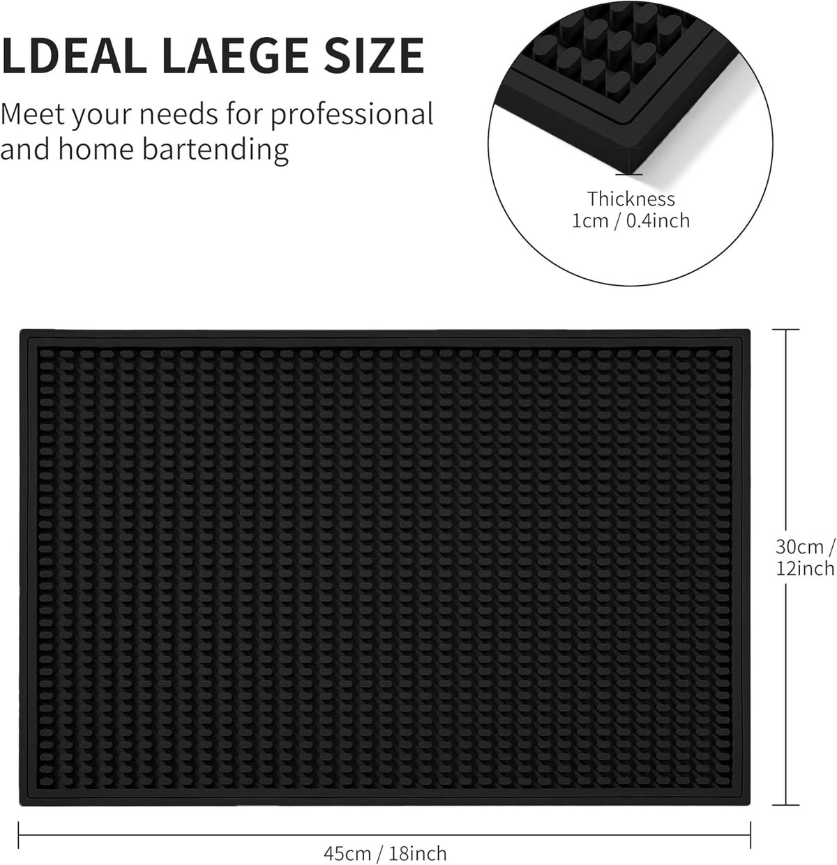 dish drying mat - 18" x 12" Black silicone drying mat , kitchen counter dish drying mats,rubber