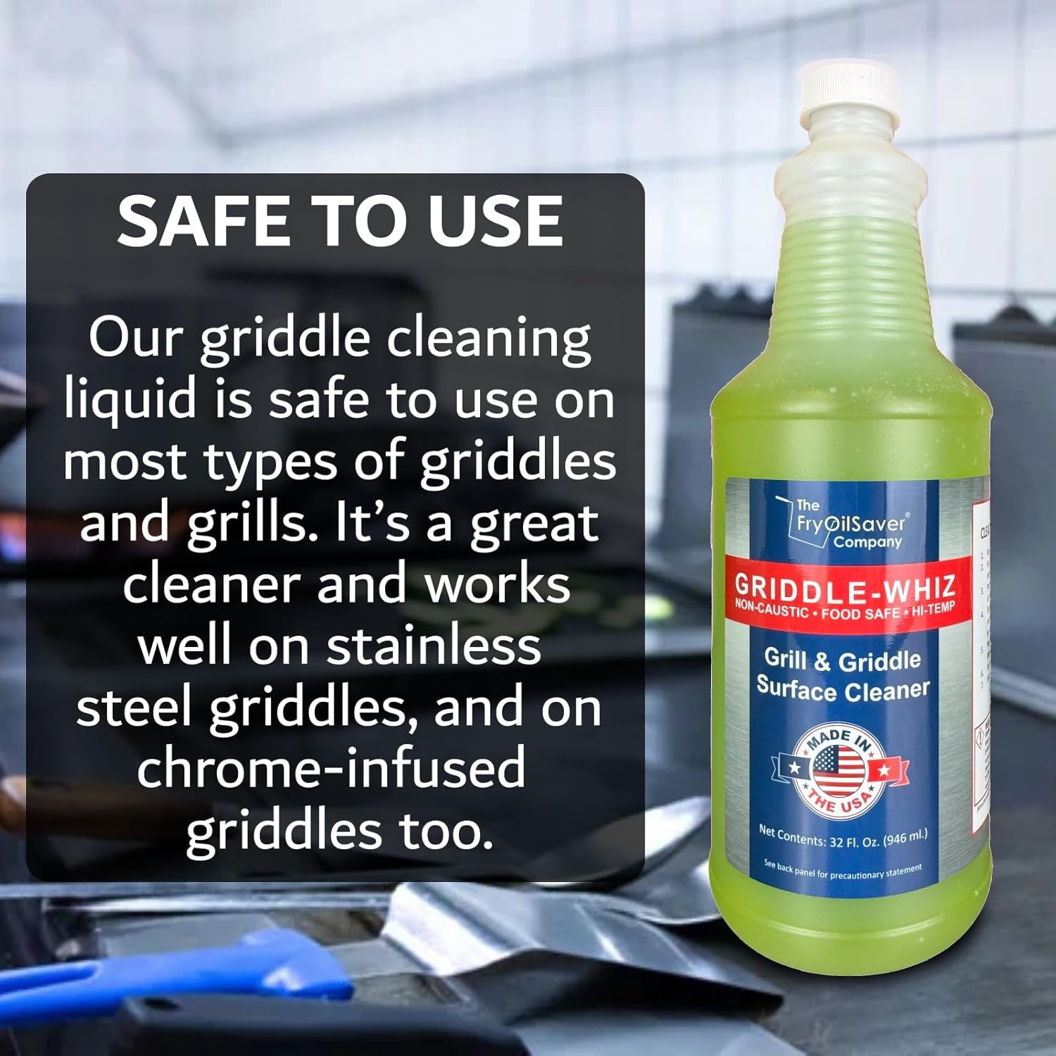 Griddle-Whiz Grill & Griddle Cleaner | Removes Grease, Food Residue, Burnt On Organics | Non-Toxic