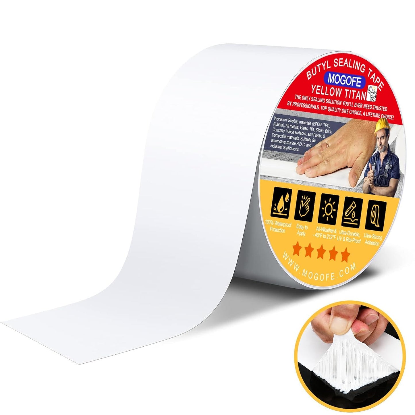 RV Roof Sealant Tape White, 2 Inch x 50 Feet RV Repair Roof Sealer Seal Tape UV-Resistant