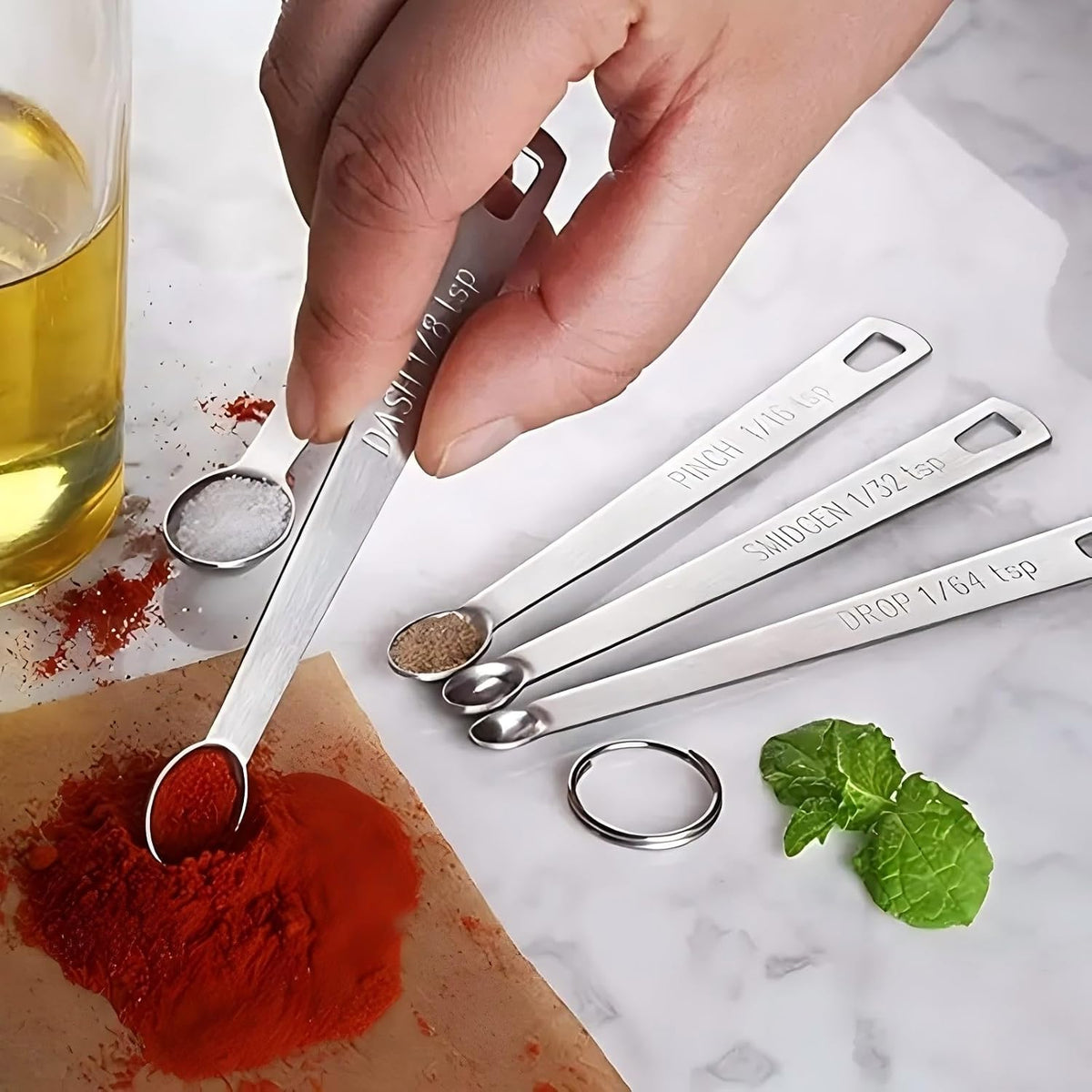Stainless Steel Measuring Spoons Set of 11, Includes 6 Rectangular Measuring Spoons and 5 Tiny