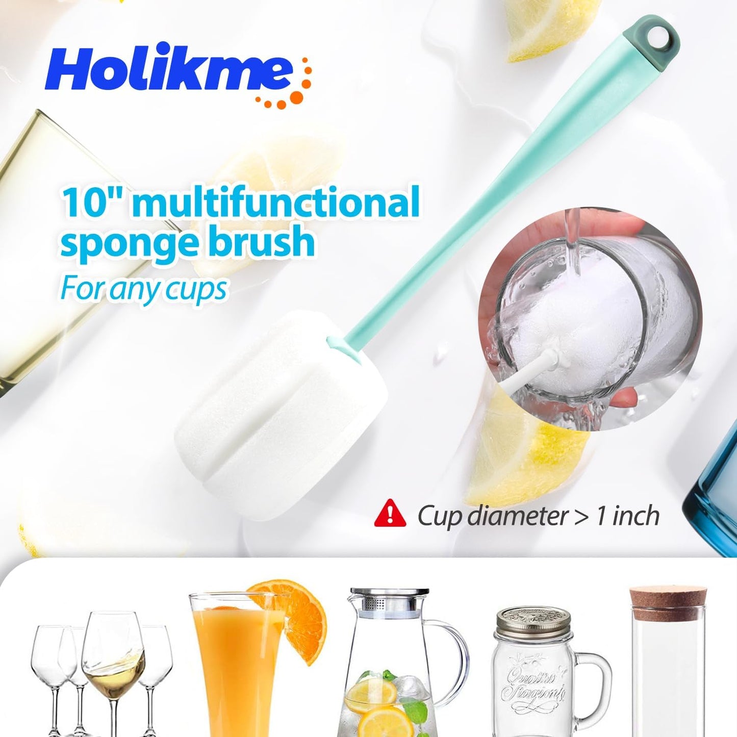 Holikme Bottle Brush Tube Cleaning Lab Set with Long Handle, Cup Cleaner for Washing Narrow Neck