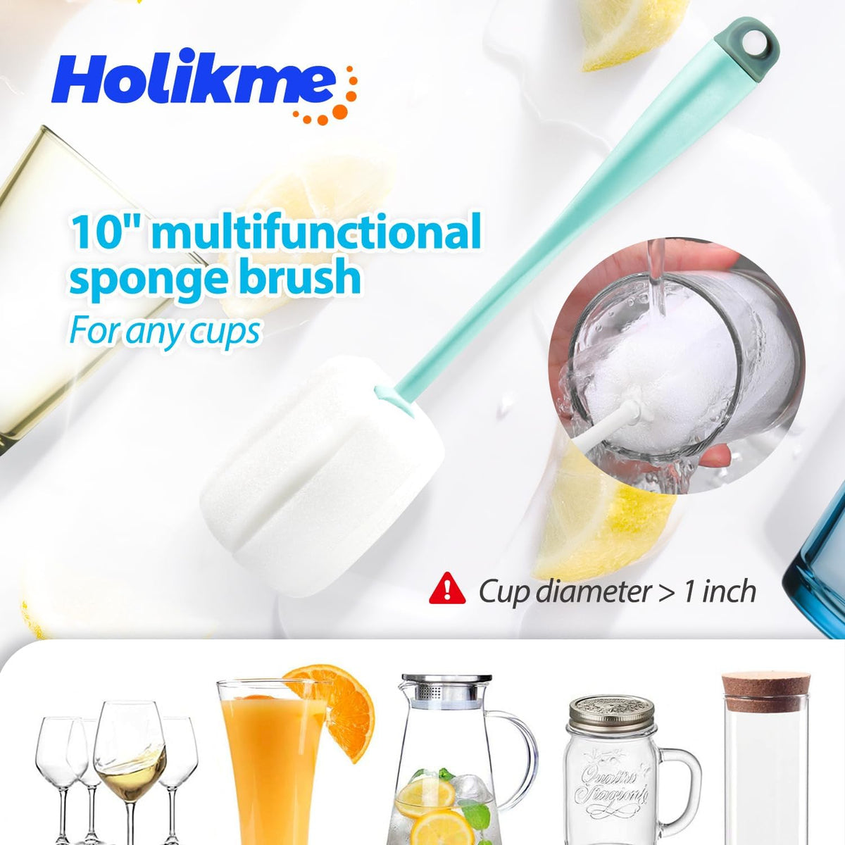 Holikme Bottle Brush Tube Cleaning Lab Set with Long Handle, Cup Cleaner for Washing Narrow Neck