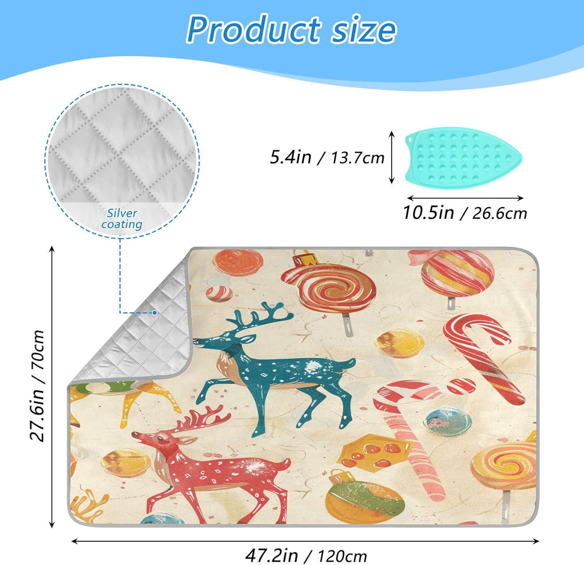 Red Deer Christmas Sweet Ironing Mat Thickened Ironing Blanket Travel Portable Double-Side Using